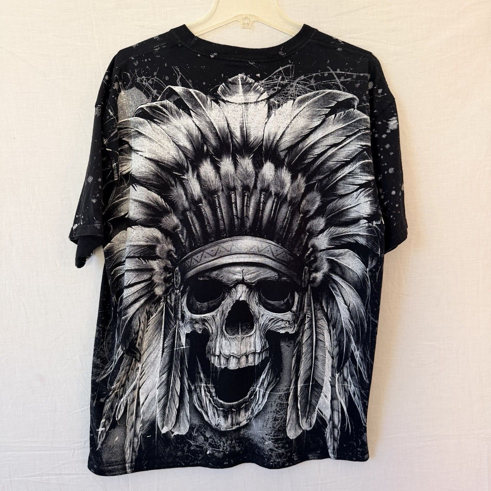 Other Puerto Vallarta Mexico AOP Skull Feather Headdress Tee Goth Size US L / EU 52-54 / 3 - 4 Thumbnail