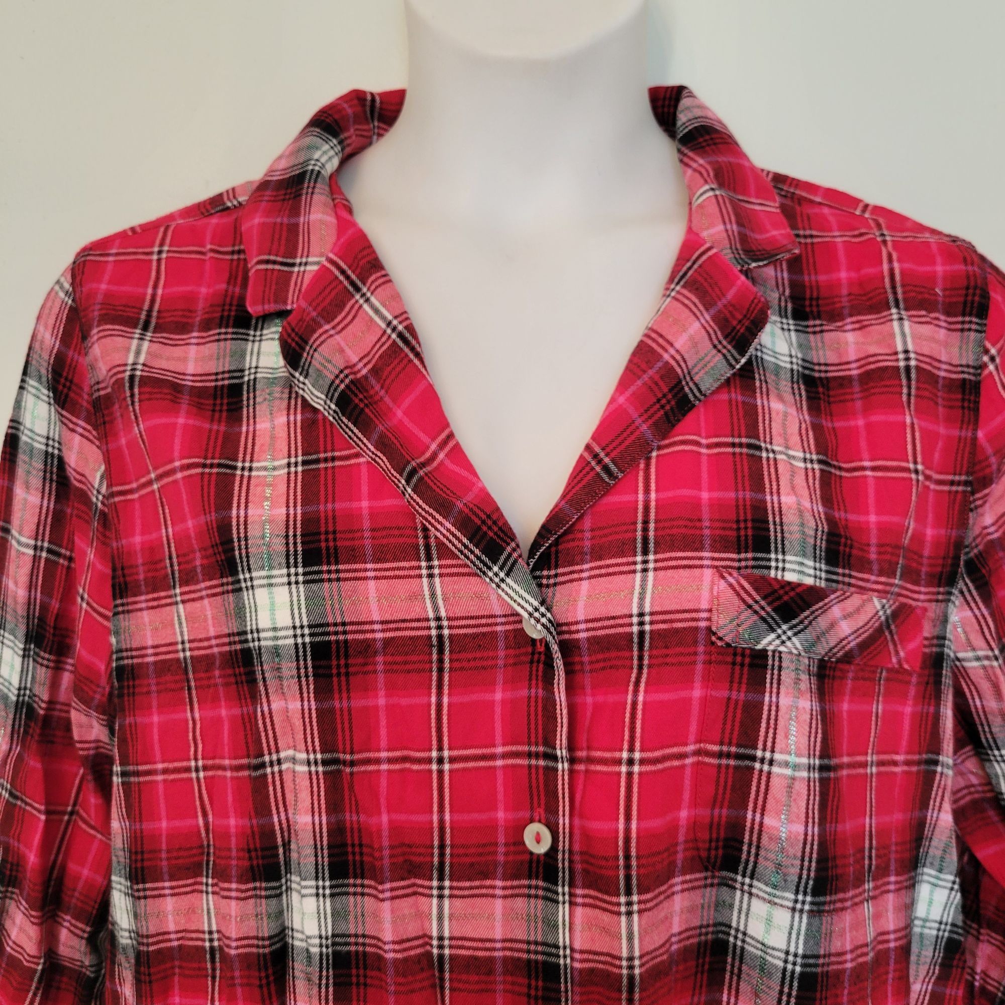 Victoria's Secret Victorias Secret L Red Plaid 2 Piece Pajama Set Lace Trim Sh Size L / US 10 / IT 46 - 10 Thumbnail