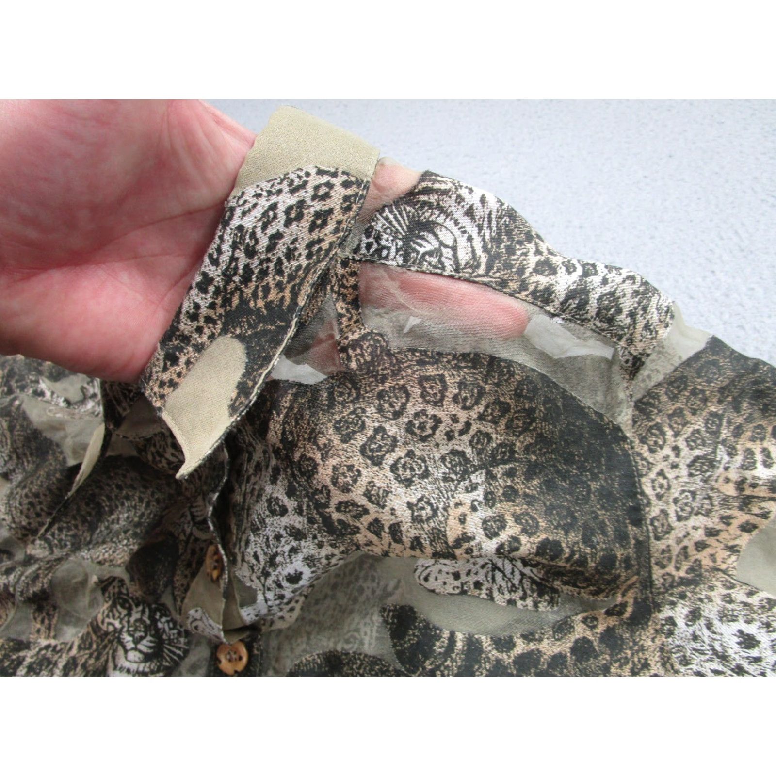 Vintage VINTAGE Dorothy Schoelen The Silver Connection Dress Shirt Dress Womens 12 Brown Leopard Animal Print Button Front Collared Short Sleeve 90s Size XL / US 12-14 / IT 48-50 - 6 Thumbnail