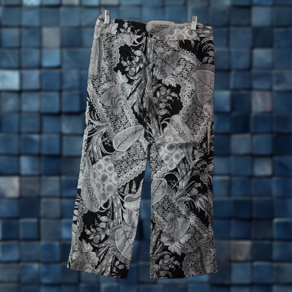 Trina Turk Womens Trina Turk Metro Pants Florals Black White Wide-Leg Ankle Size 6 Women Size 28" / US 6 / IT 42 - 1 Thumbnail