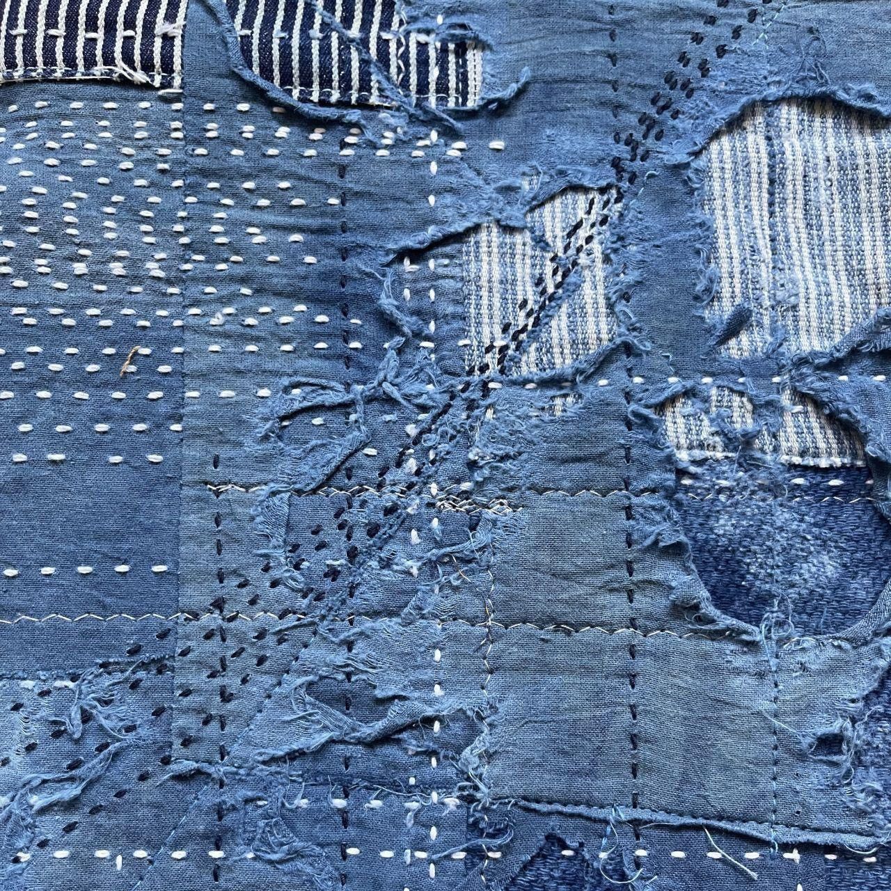 Kapital Indigo Boro Sashiko Distressed Jeans Size US 30 / EU 46 - 5 Thumbnail