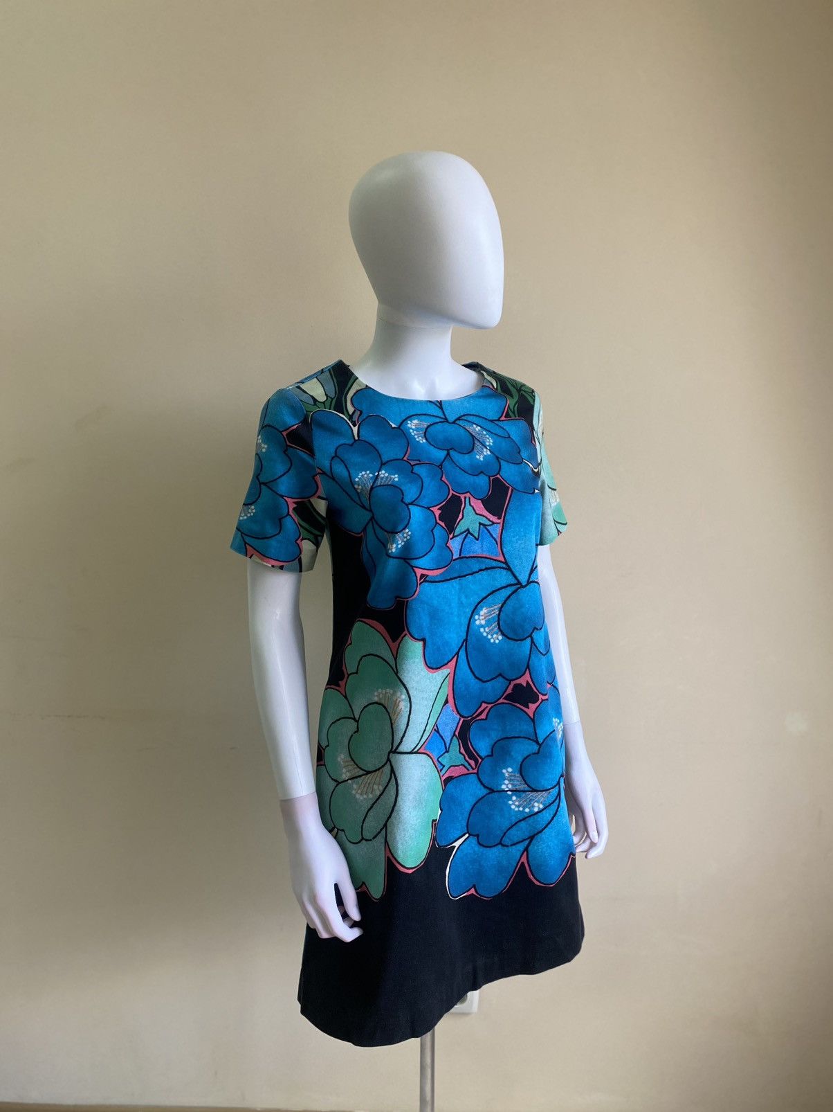 MARNI Womens Multicolor Floral Short Sleeve Mini Dress