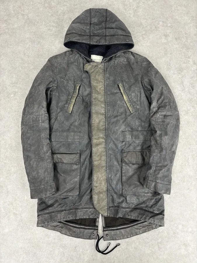 Pierre Balmain AW2012 Pierre Balmain Grey Eroded Avant-Garde Brut Long Parka Jacket Size US M / EU 48-50 / 2 - 1 Thumbnail