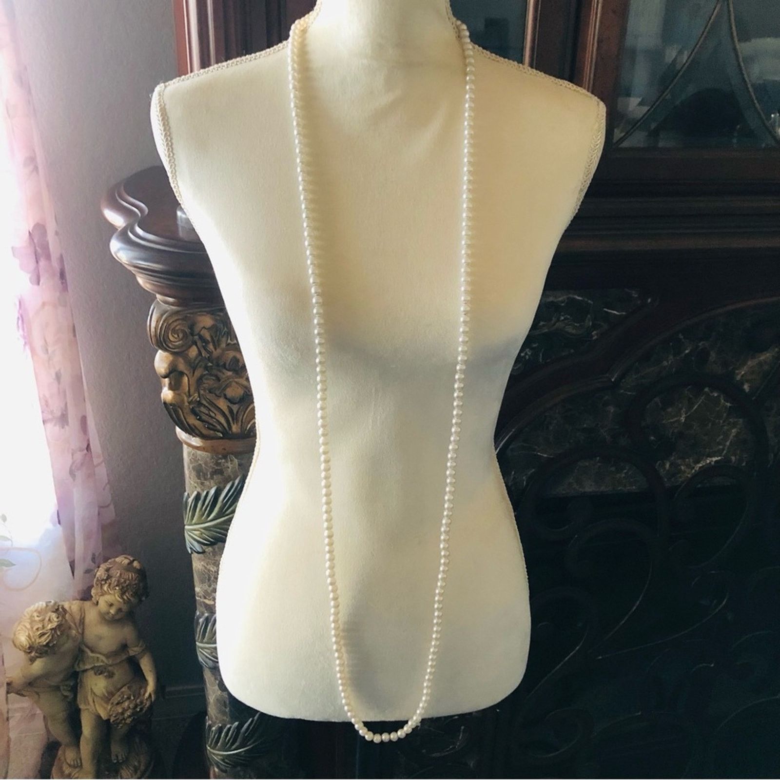 Vintage Vintage extra long length classic white pearl necklace Size ONE SIZE - 2 Thumbnail