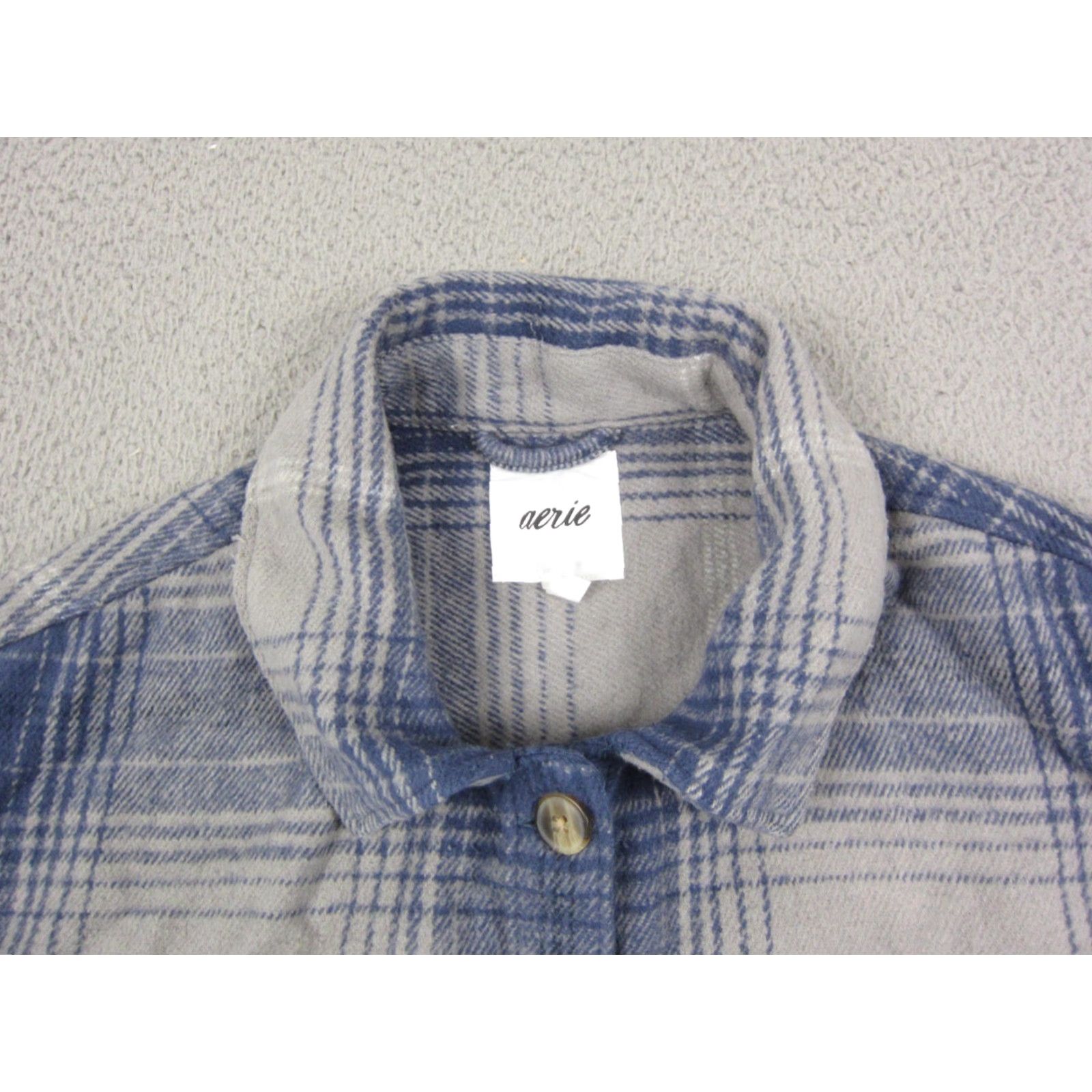 Vintage Aerie Shirt Womens L Blue Plaid Flannel Heavyweight Button Up Cotton Shirt Size L / US 10 / IT 46 - 4 Thumbnail