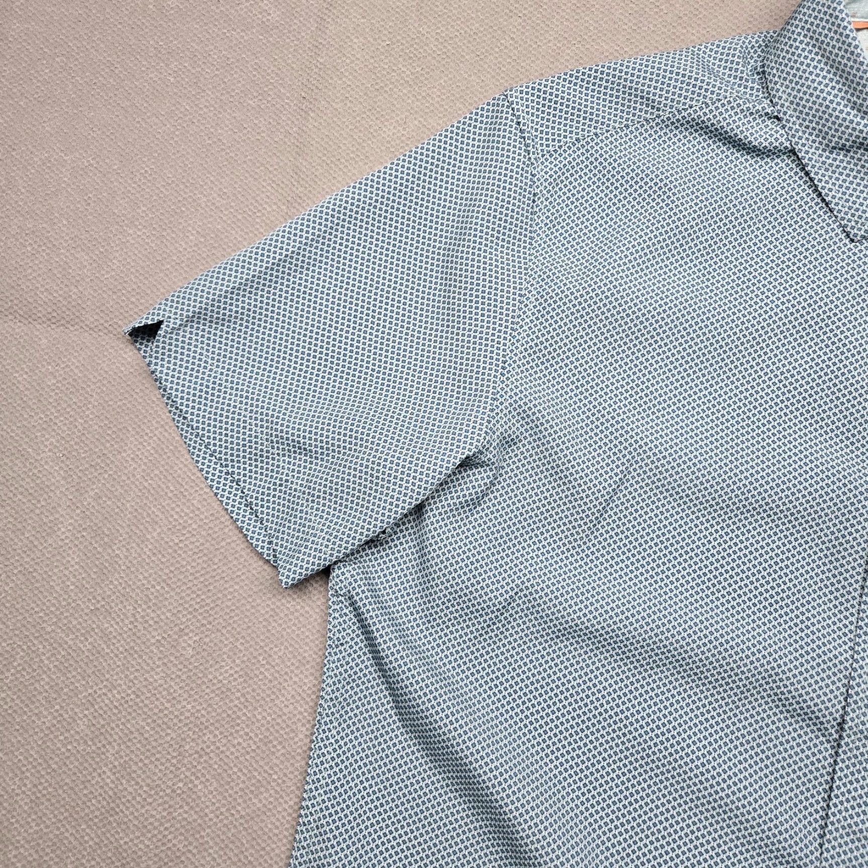 Vintage Thomas Sterling Shirt Mens Medium Blue Geometric Short Sleeve Button Up Stretch Size US M / EU 48-50 / 2 - 4 Thumbnail