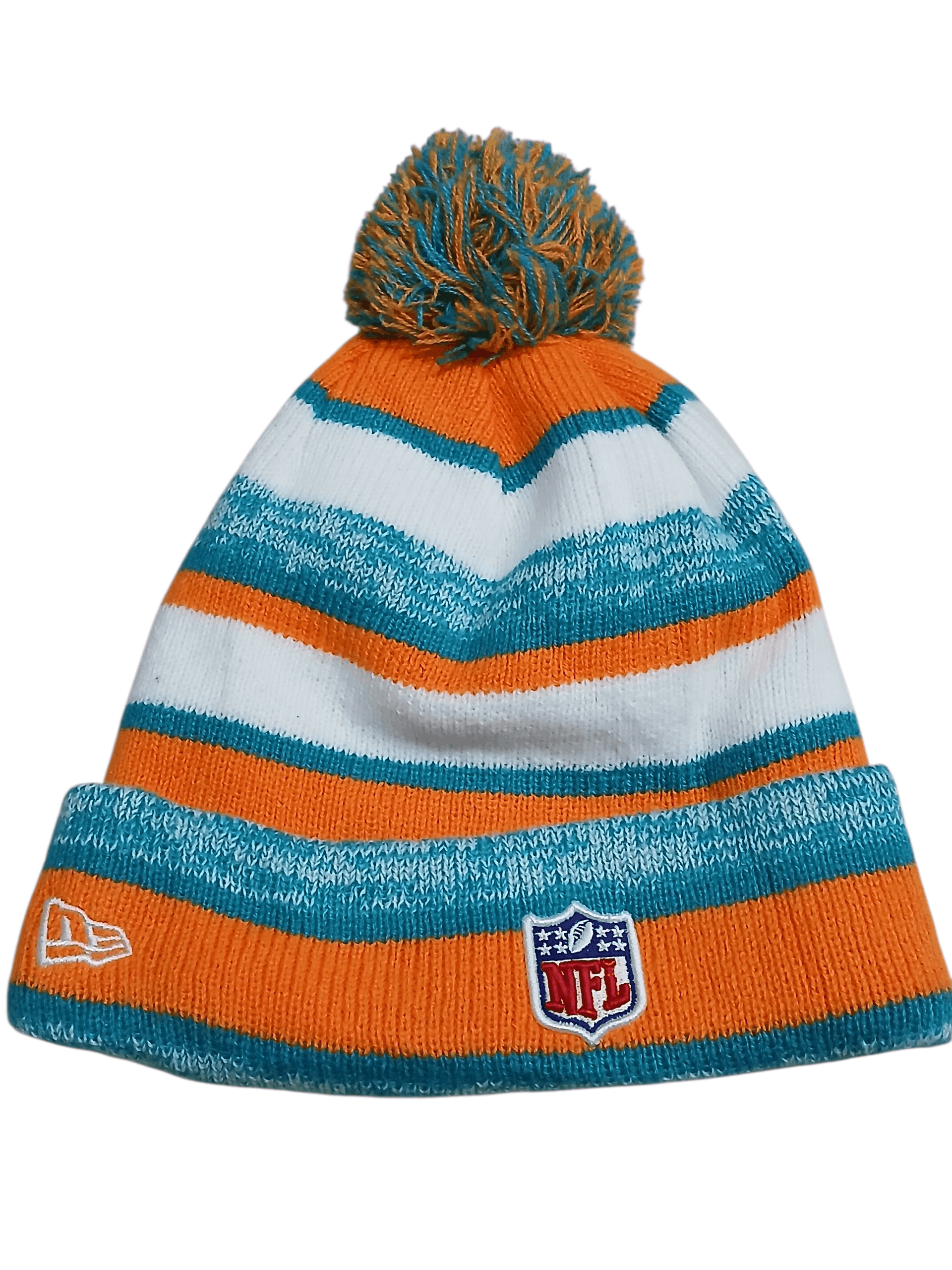 NFL MIAMI DOLPHINS NEW ERA KNIT POM HAT BEANIE RARE NFL Size ONE SIZE - 2 Thumbnail