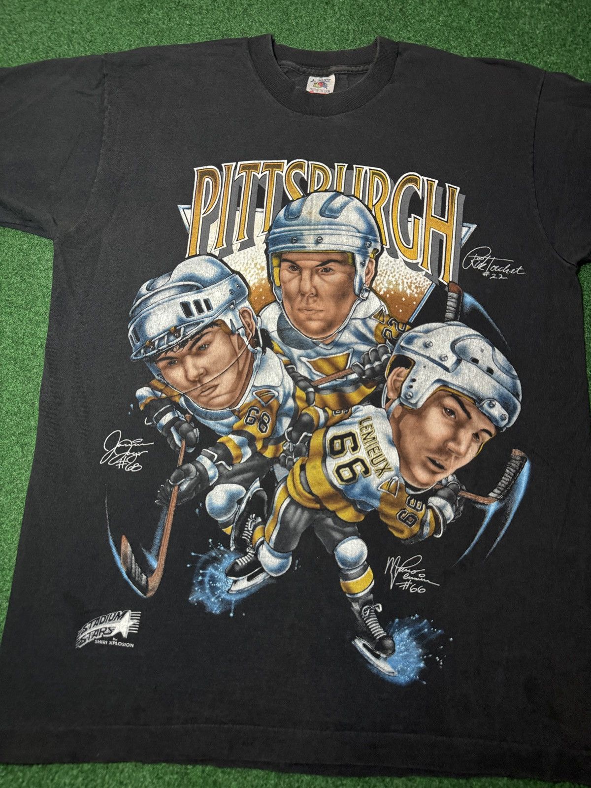 Vintage 90s Pittsburgh Penguins Lemieux Jagr Caricature T Shirt Size US L / EU 52-54 / 3 - 2 Thumbnail