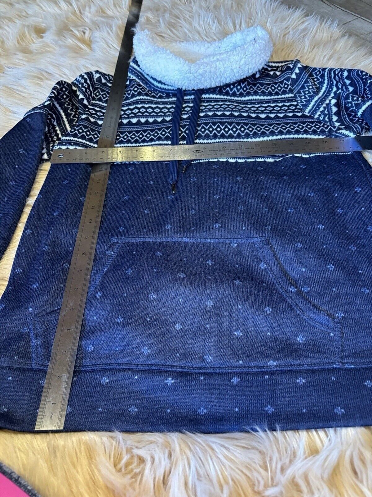 St. Johns Bay St. Johns Bay Blue White Fleece Mock Neck Sweater size M Size M / US 6-8 / IT 42-44 - 7 Thumbnail