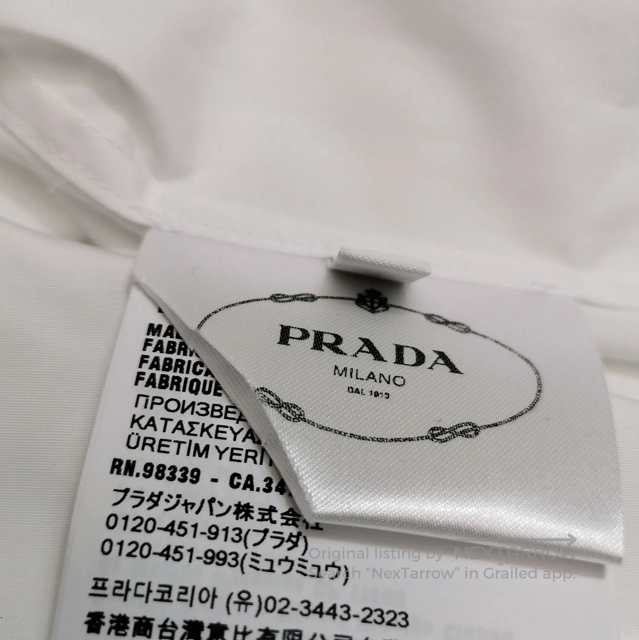 Prada Prada Cotton Long Sleeve Shirt with Tie . Size S / US 4 / IT 40 - 9 Thumbnail