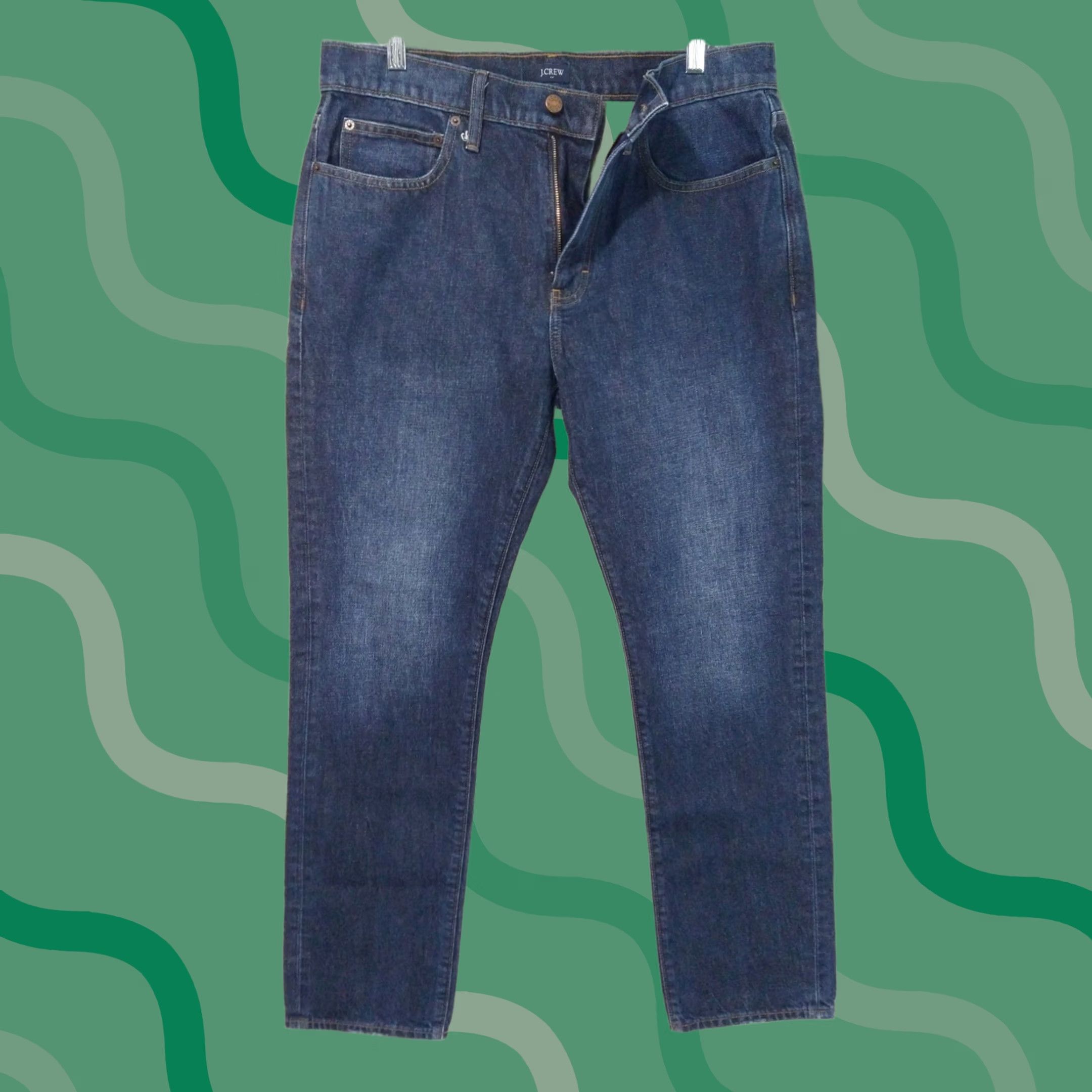 J.Crew J.CREW Jeans Mens 34x32 Blue Denim Straight Fit Mid Rise Dark Wash Regular 5-Pocket Mens Jeans Size US 34 / EU 50 - 1 Thumbnail