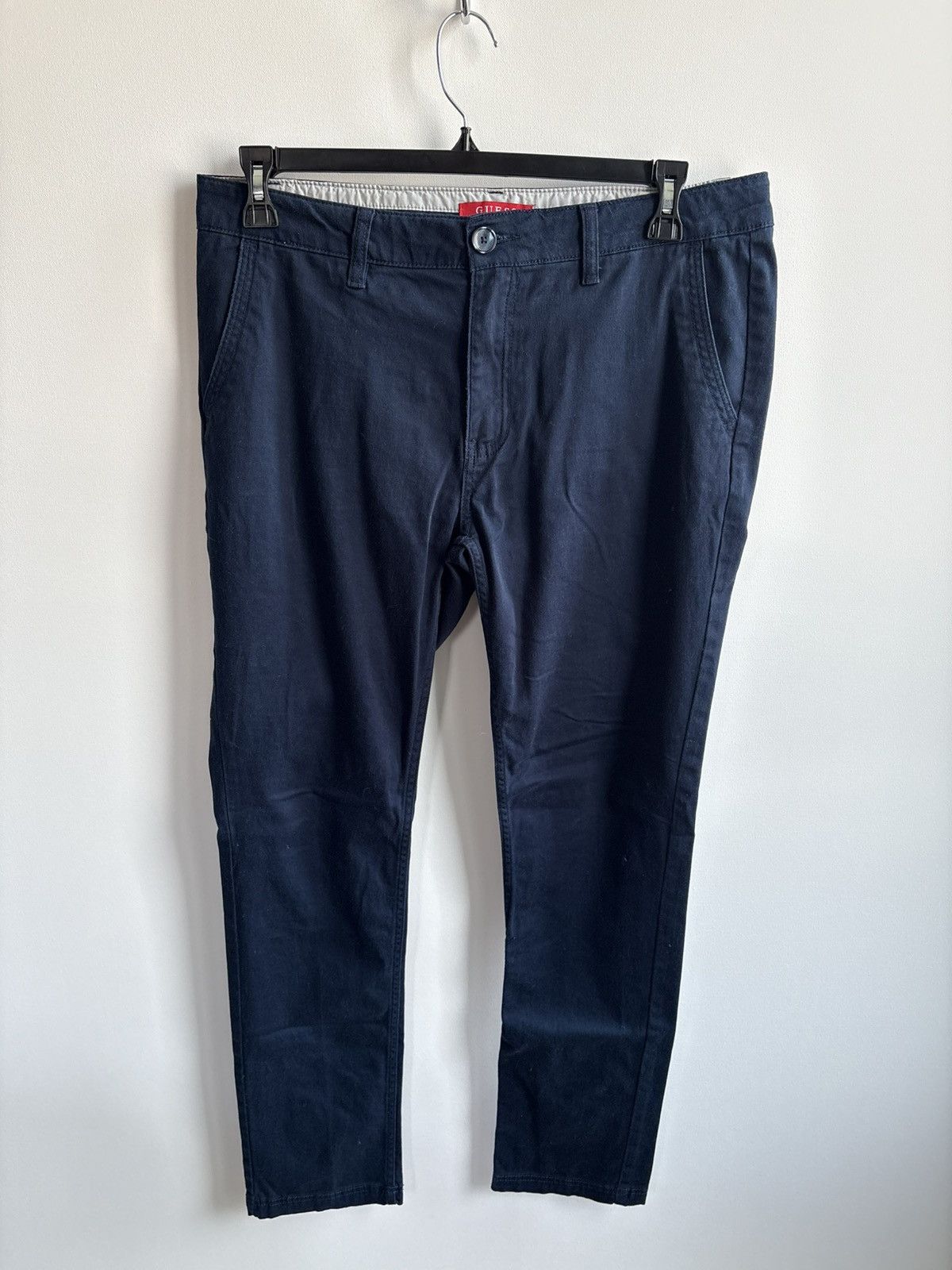 Guess Guess 33x32 Navy Skinny Chino Casual Pants Basics Size US 33 - 1 Thumbnail