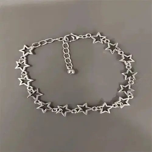 VIBE Silver Color Grunge Stars Link bracelet Size ONE SIZE - 2 Thumbnail