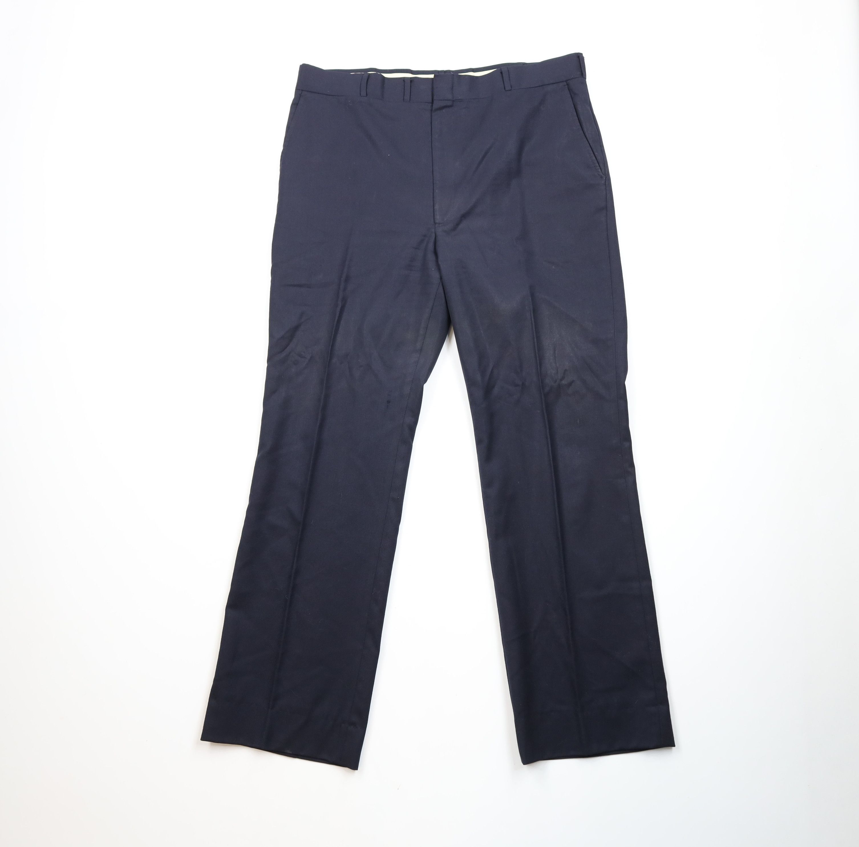 Vintage Vintage 70s Streetwear Wool Wide Leg Chino Pants Blue USA Size US 38 / EU 54 - 1 Thumbnail
