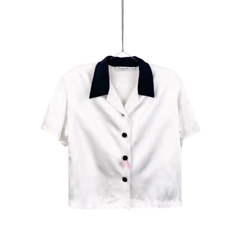 Dior Dior Women's Short Sleeve White Shirt 0089 Size S / US 4 / IT 40 - 1 Thumbnail