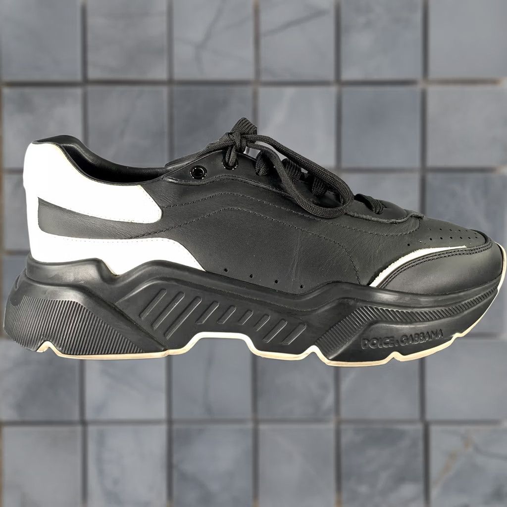 Dolce & Gabbana DOLCE & GABBANA Leather Sneakers Size 10 Black White Size US 10 / EU 43 - 1 Thumbnail