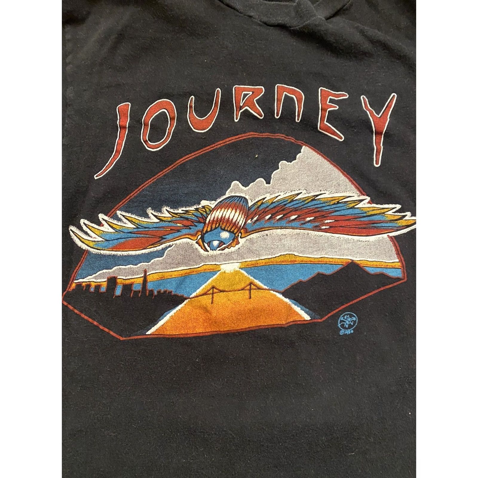 Vintage VINTAGE Journey 1980 Concert Tour Black T-Shirt M Mens 80s Day On The Green #2 16”x 22.5 Size US M / EU 48-50 / 2 - 2 Thumbnail