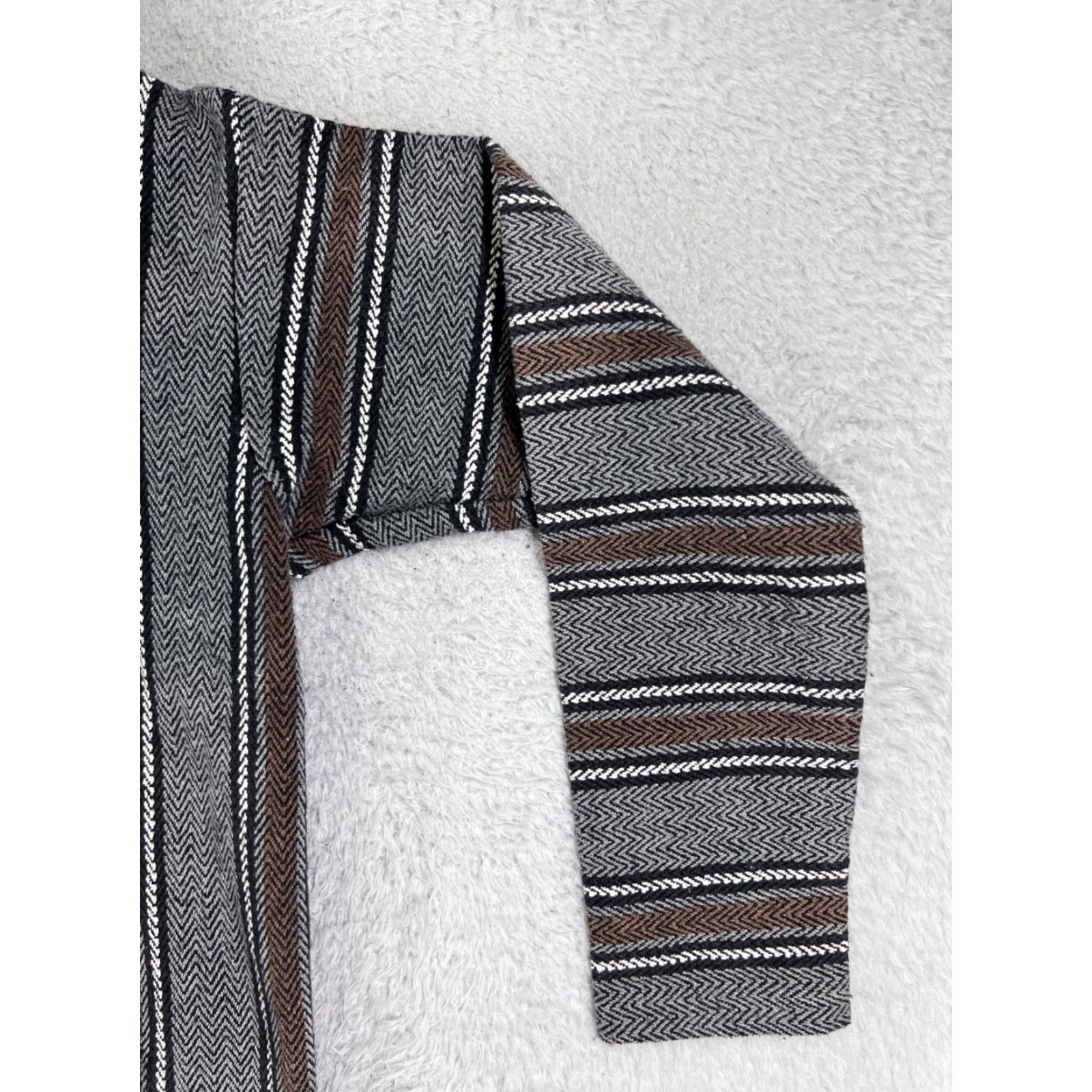 Vintage Retrofit Hoodie Men Adult Medium Brown Gray Acrylic Blend Drug Rug Poncho Mexico Size US M / EU 48-50 / 2 - 2 Thumbnail