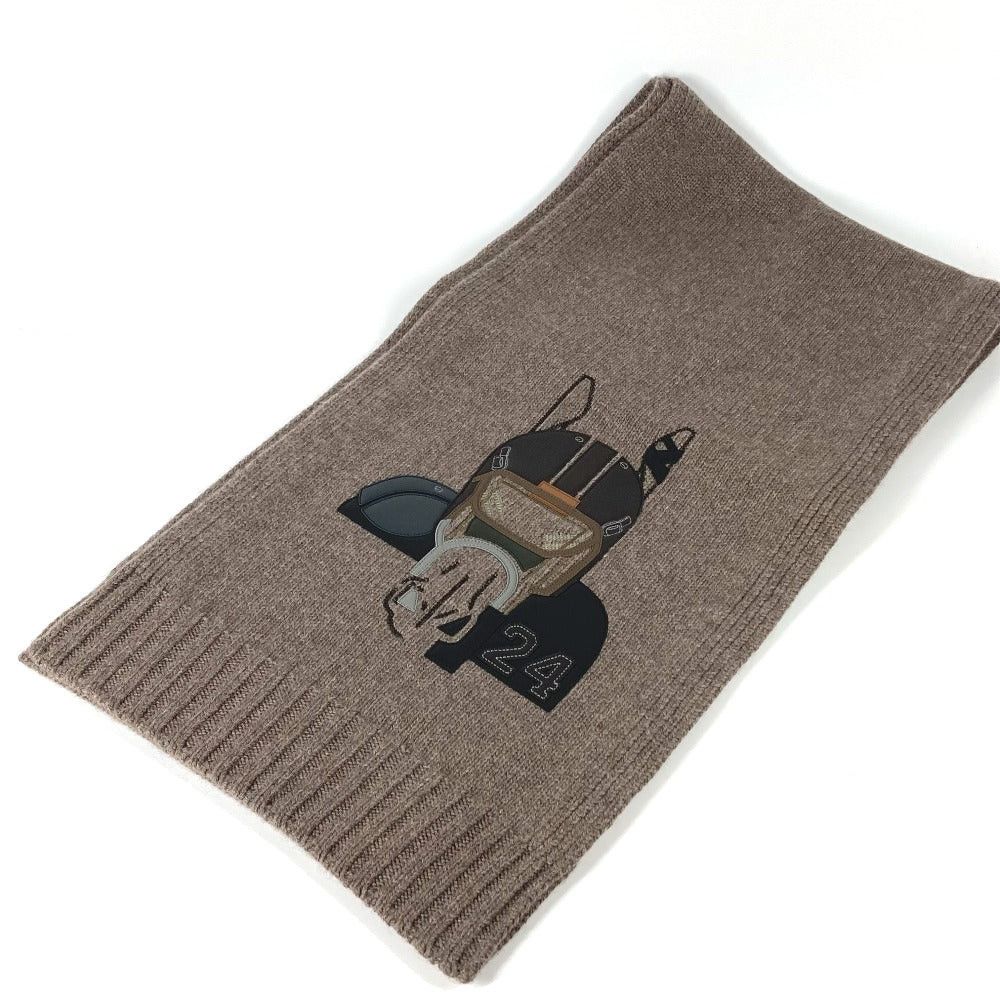 Hermes Hermes H393972T 03 Leather Patch Quarter Bash 2023 Autumn/Winter Collection Scarf Cashmere Men Ethupe Brown Size ONE SIZE - 1 Thumbnail