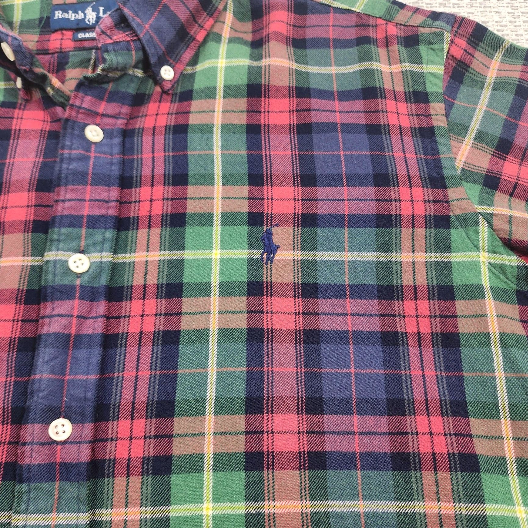 Ralph Lauren VINTAGE Ralph Lauren Shirt Mens Large Red Green Navy Plaid Button Down Classic Fit Logo Shirt Size US L / EU 52-54 / 3 - 5 Thumbnail