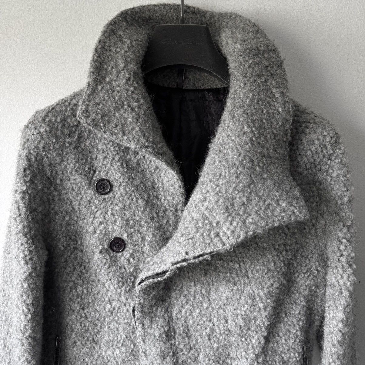Dior Dior Homme FW2009 Gray Asymmetric Drape Collar Mohair Jacket Size US M / EU 48-50 / 2 - 2 Thumbnail