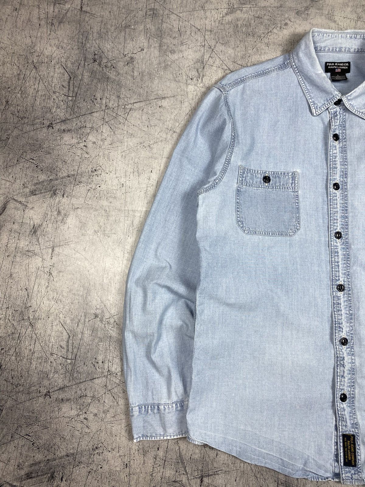 Polo Ralph Lauren Vintage Polo Jeans Co Ralph Lauren Distressed Denim Shirt Size US L / EU 52-54 / 3 - 3 Thumbnail