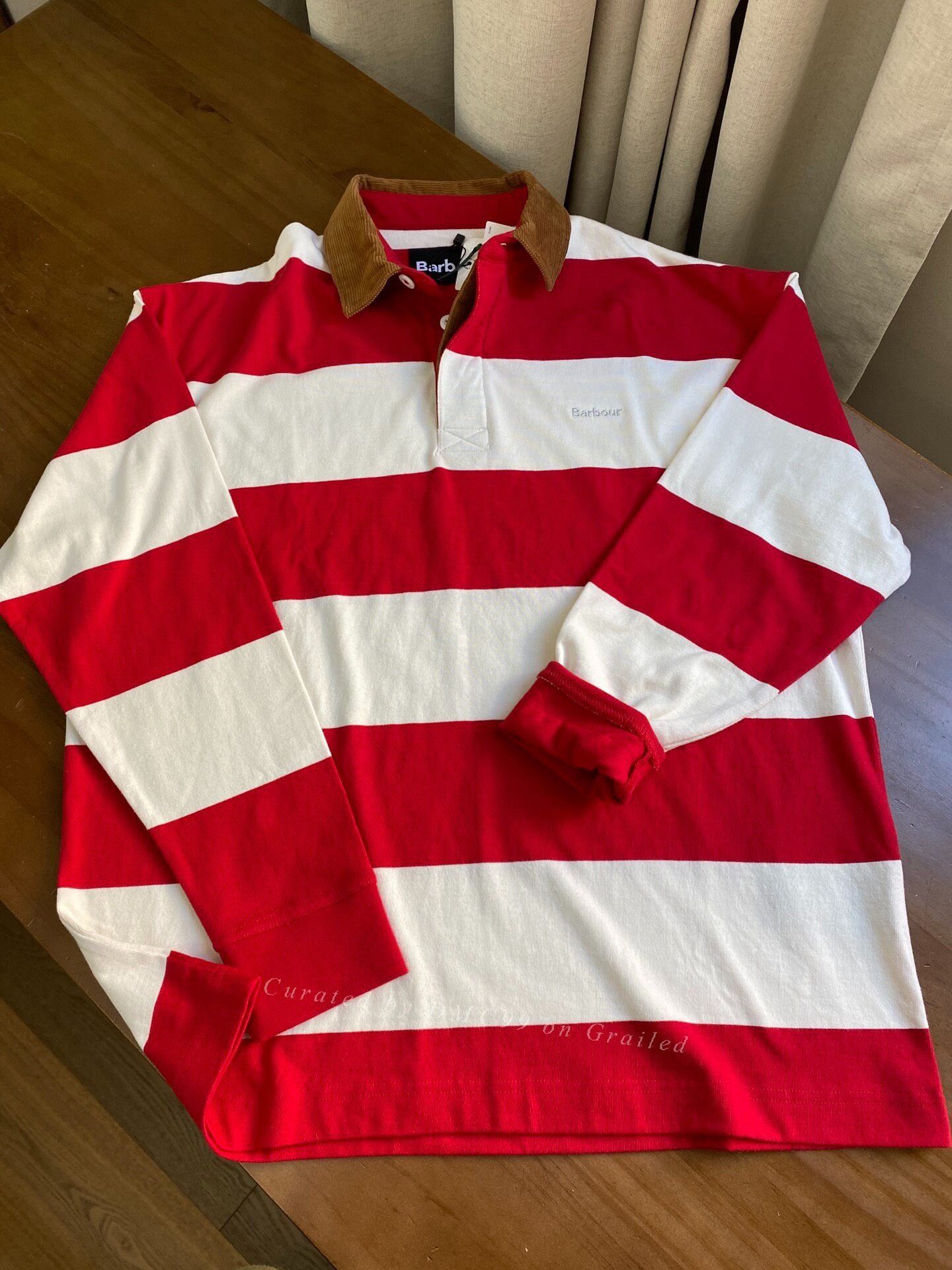 Barbour Barbour Red White Stripe Polo Shirt Size US L / EU 52-54 / 3 - 1 Thumbnail