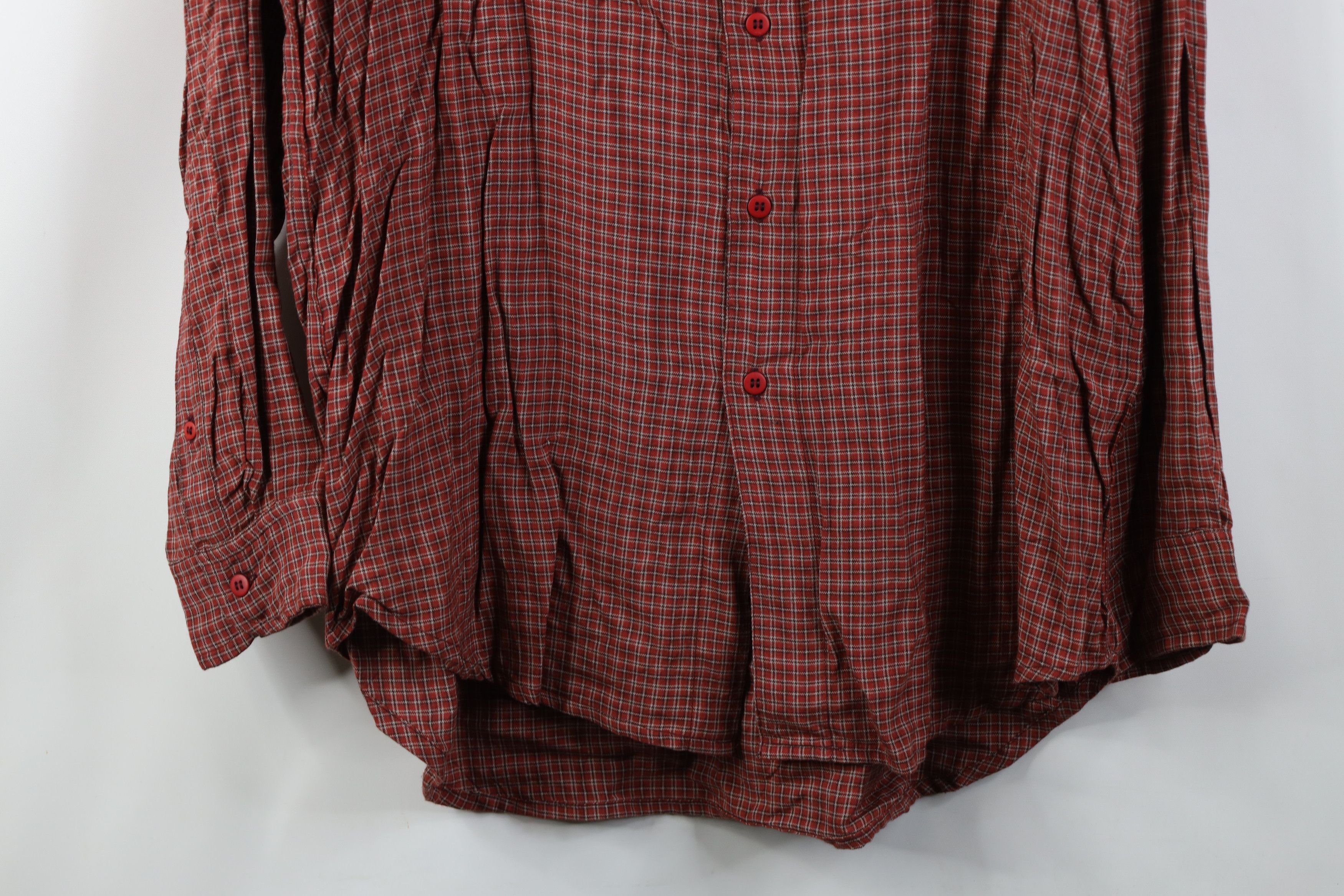 Vintage Vintage 90s Streetwear Band Collar Button Shirt Plaid Size US M / EU 48-50 / 2 - 3 Thumbnail
