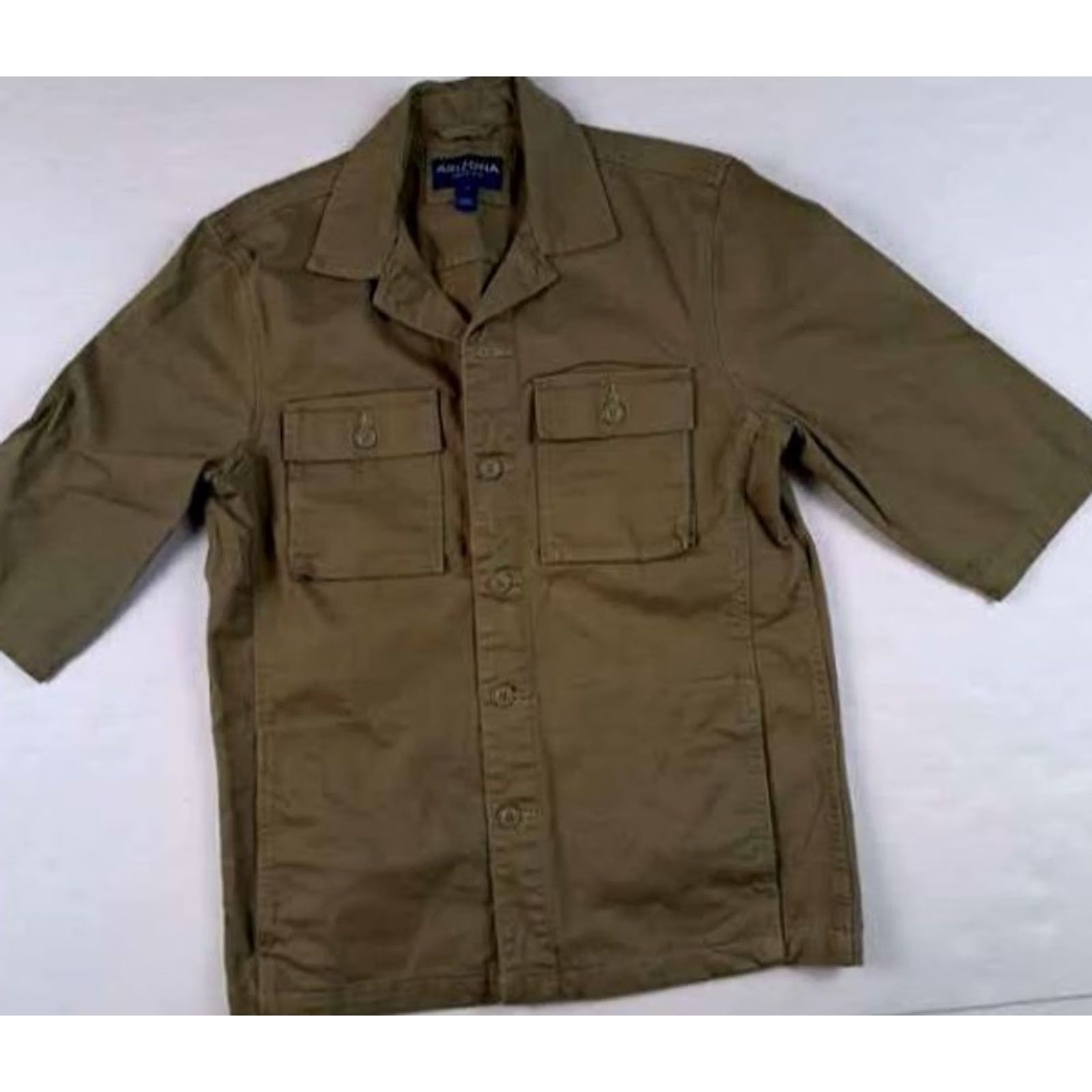 Vintage Arizona Jeans Button-Up Shirt M Tan Brown Cotton Canvas with Pockets Outdoor All Seasons Men's Regular Short Sleeve Size US M / EU 48-50 / 2 - 2 Thumbnail