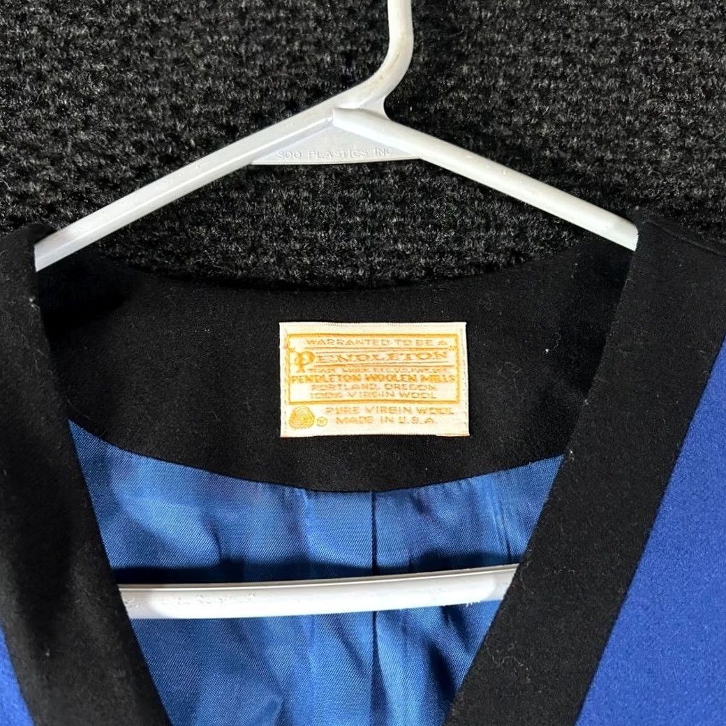 Pendleton VTG Pendleton Blazer Wool Blue Women's Medium Collarless Button Front Jacket Size XXL / US 16-18 / IT 52-54 - 3 Thumbnail