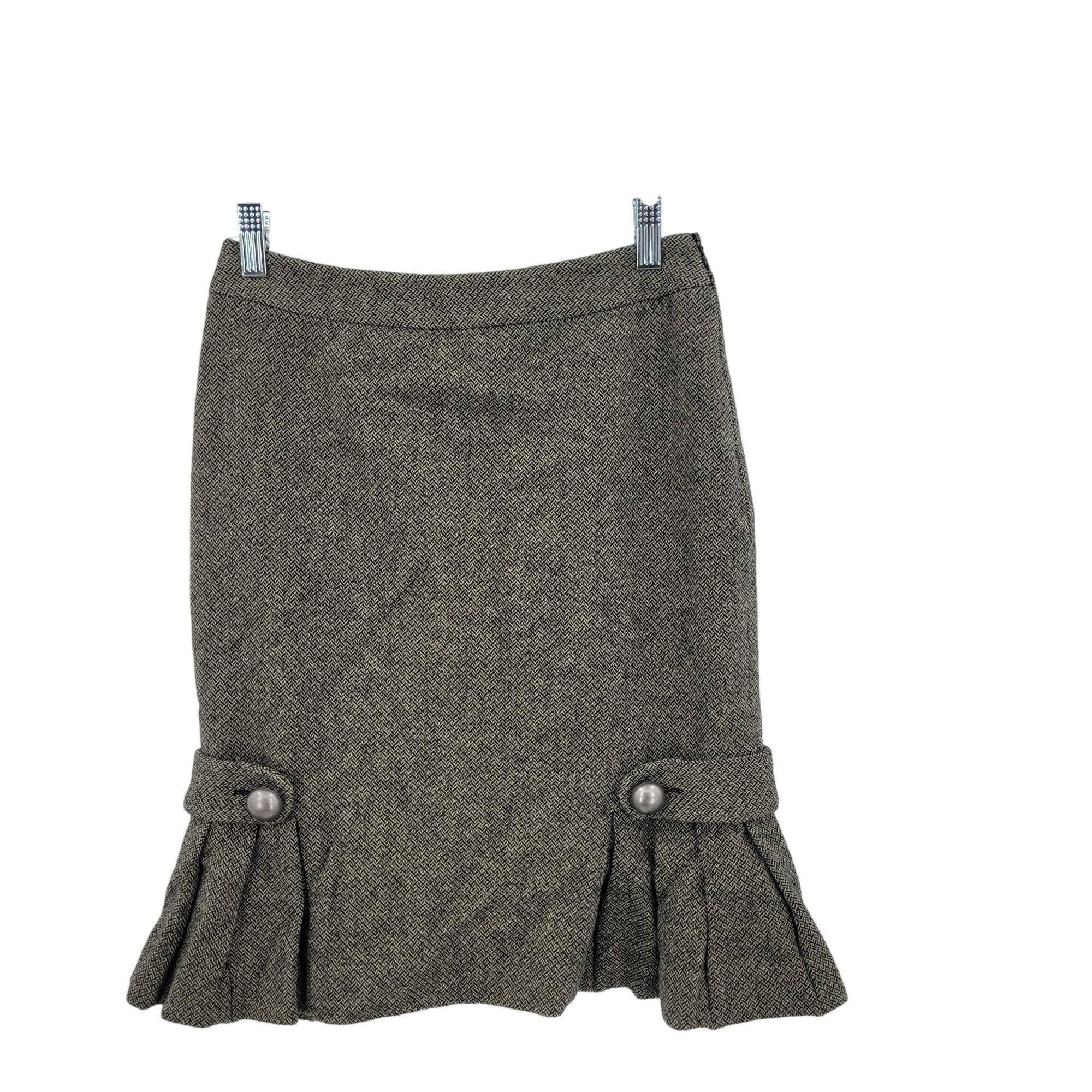 Banana Republic Vtg Y2K Banana Republic Herringbone Tulip Skirt Sz 0 Wool Gr Size 25" / US 0 / IT 36 - 9 Thumbnail