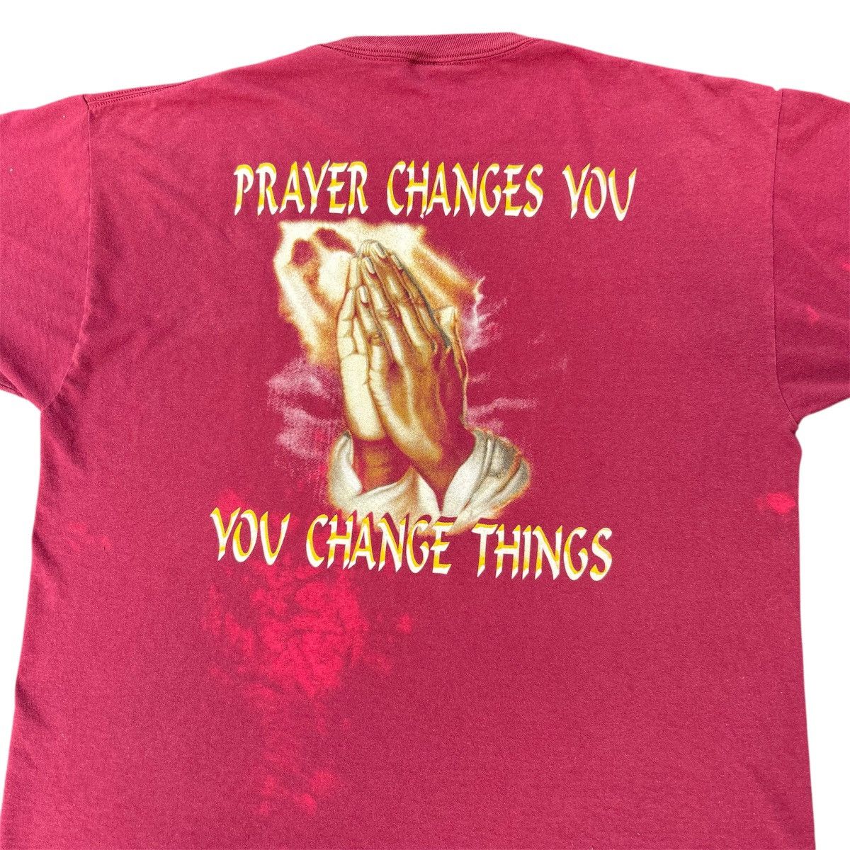 Vintage Vintage Thrashed Burgundy Black Jesus Black History T-Shirt Size US XXL / EU 58 / 5 - 7 Thumbnail