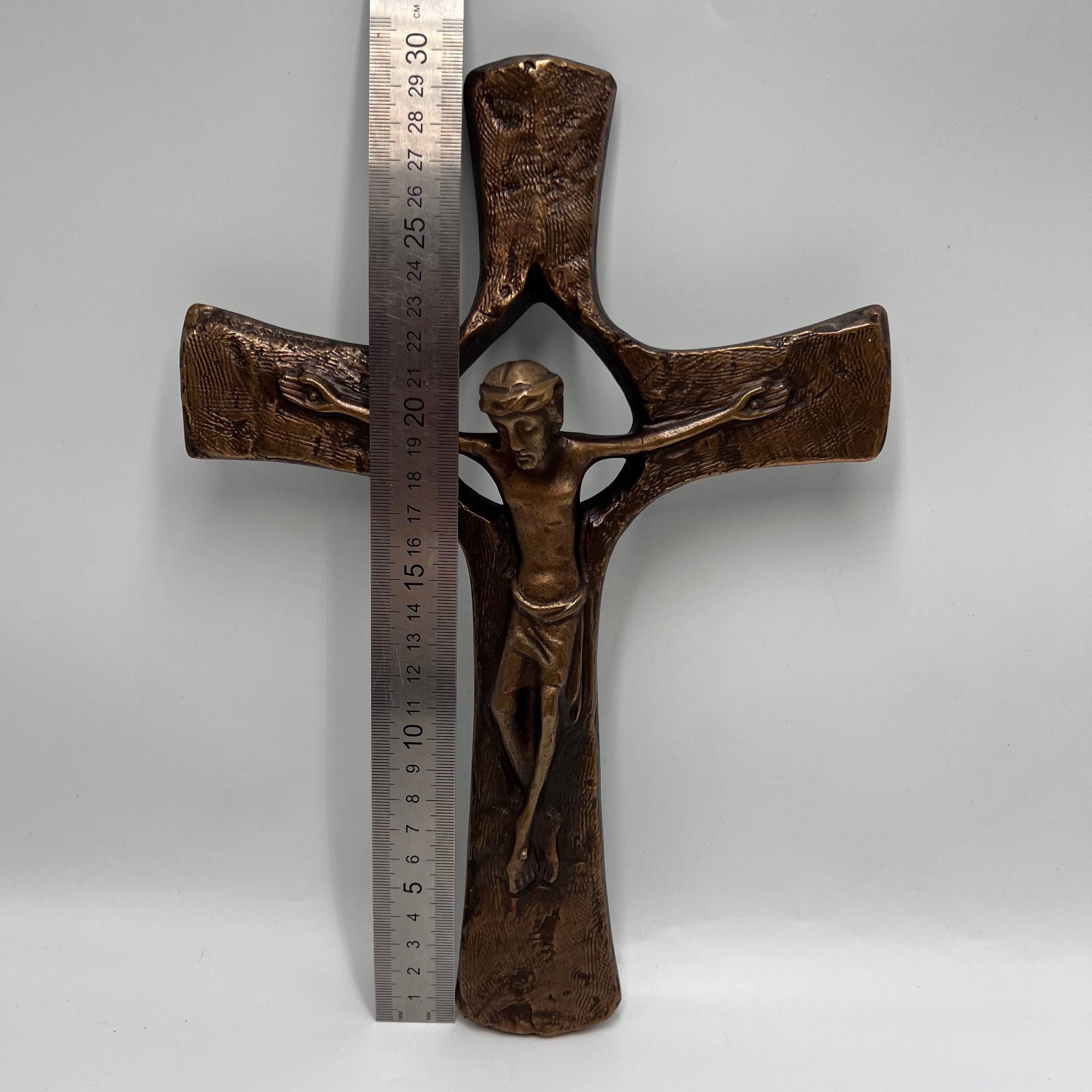 Vintage Vintage Solid Bronze Crucifix Large 30x20 Jesus Cross Gift Size ONE SIZE - 5 Thumbnail