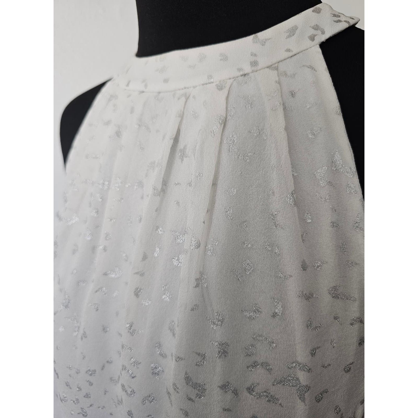Diane von Furstenberg DVF Diane Von Furstenberg Parvay White/Metallic Silk Top 4 Size S / US 4 / IT 40 - 4 Thumbnail