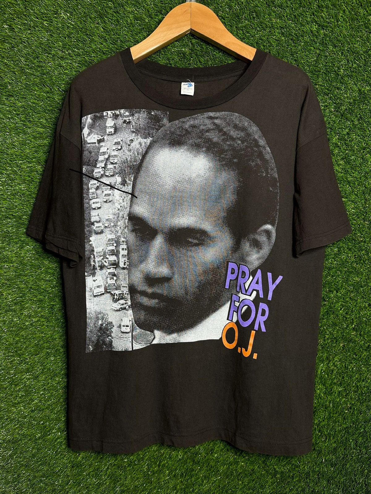 image of Rap Tees x Vintage Pray For O.j. Simpson Go O.j. 90's Rap Tee Shirt in Black, Men's (Size XL)