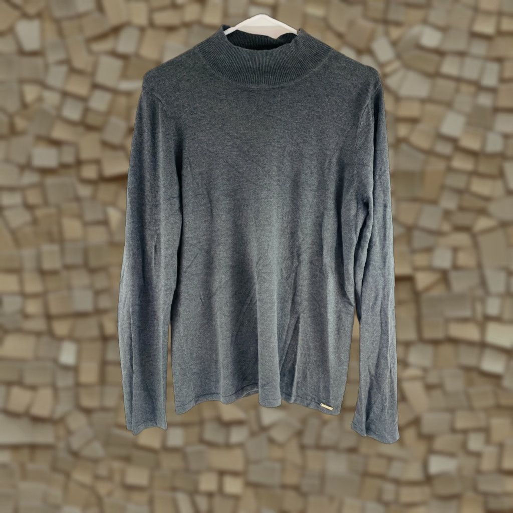 Vintage T Tahari Sweater Women's L Gray Pullover Long Sleeve Mock Neck NWT Rin Edge Size L / US 10 / IT 46 - 1 Thumbnail