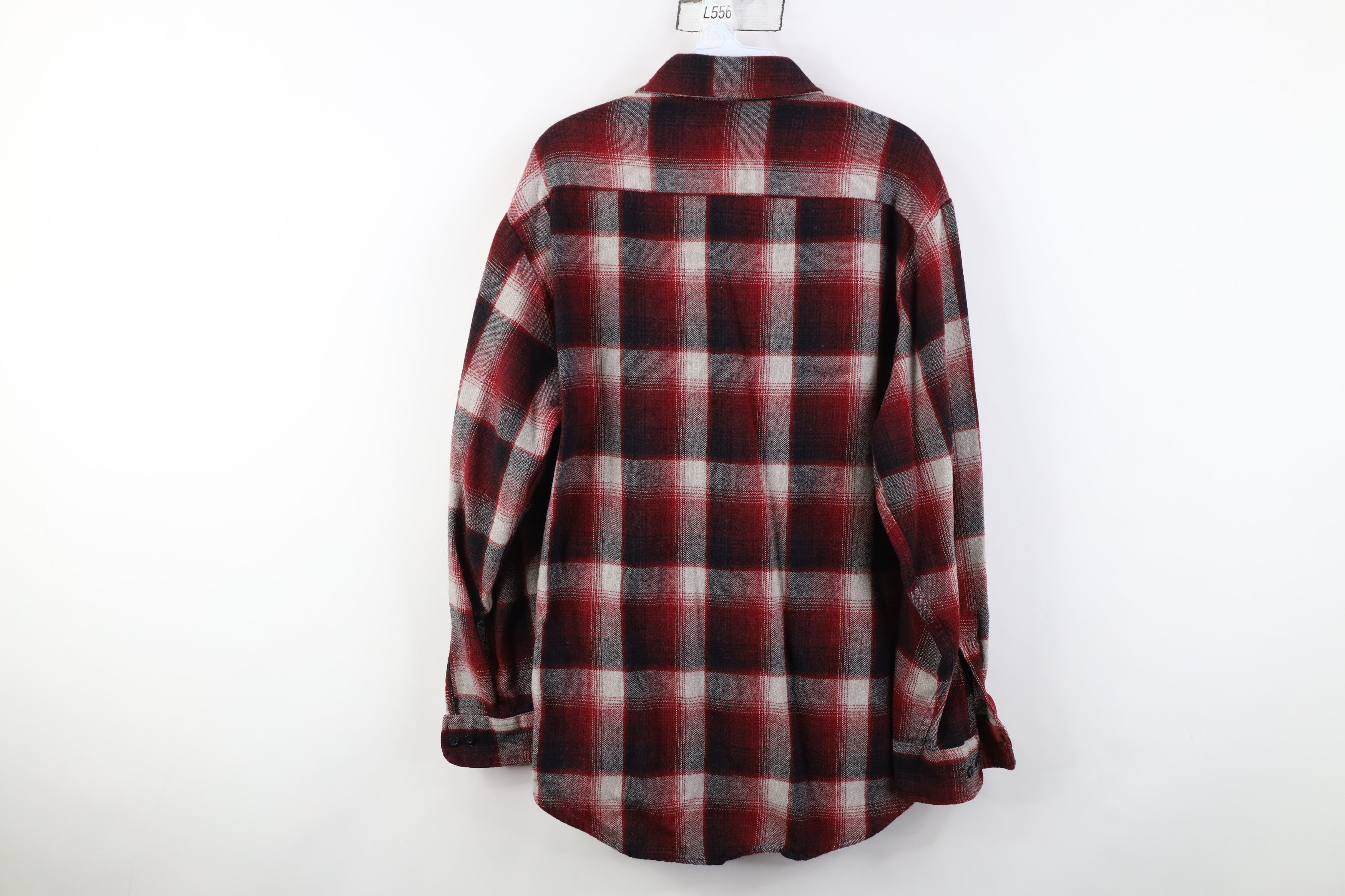 Vintage Vintage 70s Streetwear Knit Collared Button Shirt Red Plaid Size US L / EU 52-54 / 3 - 9 Thumbnail