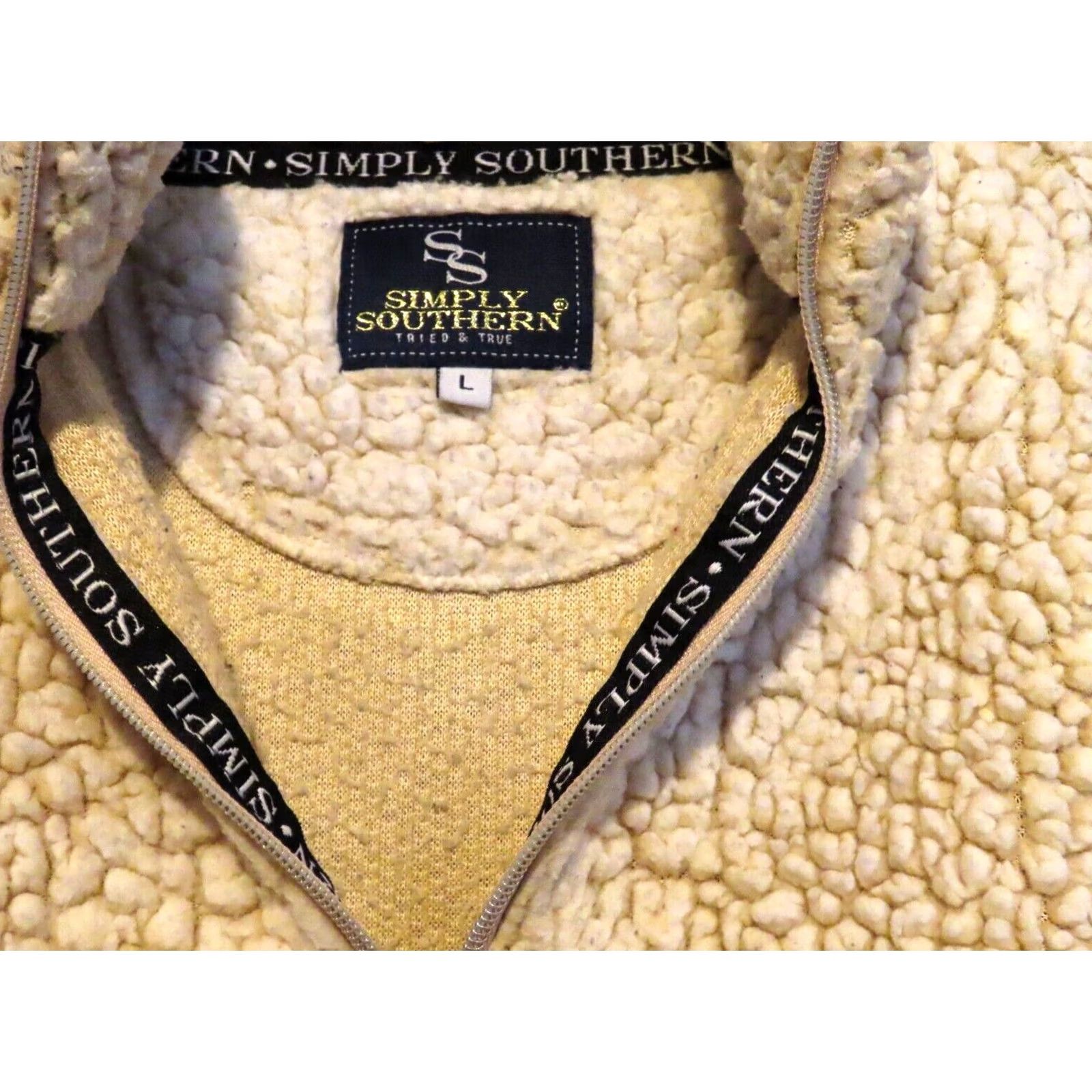 Vintage Simply Southern Womens L Pullover 1/4 Zip Fuzzy Ivory Sweater Regular Long Sleeve Queen Size L / US 10 / IT 46 - 4 Thumbnail
