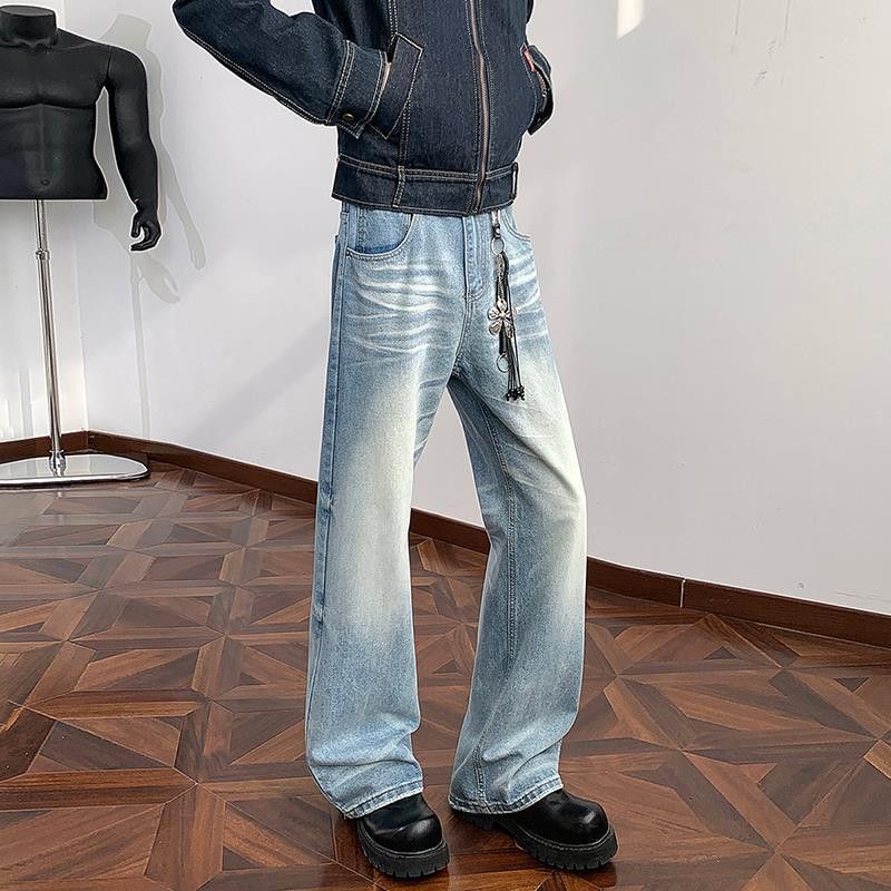Vintage Retro washed whisker pattern flared jeans for men Size US 32 / EU 48 - 3 Thumbnail