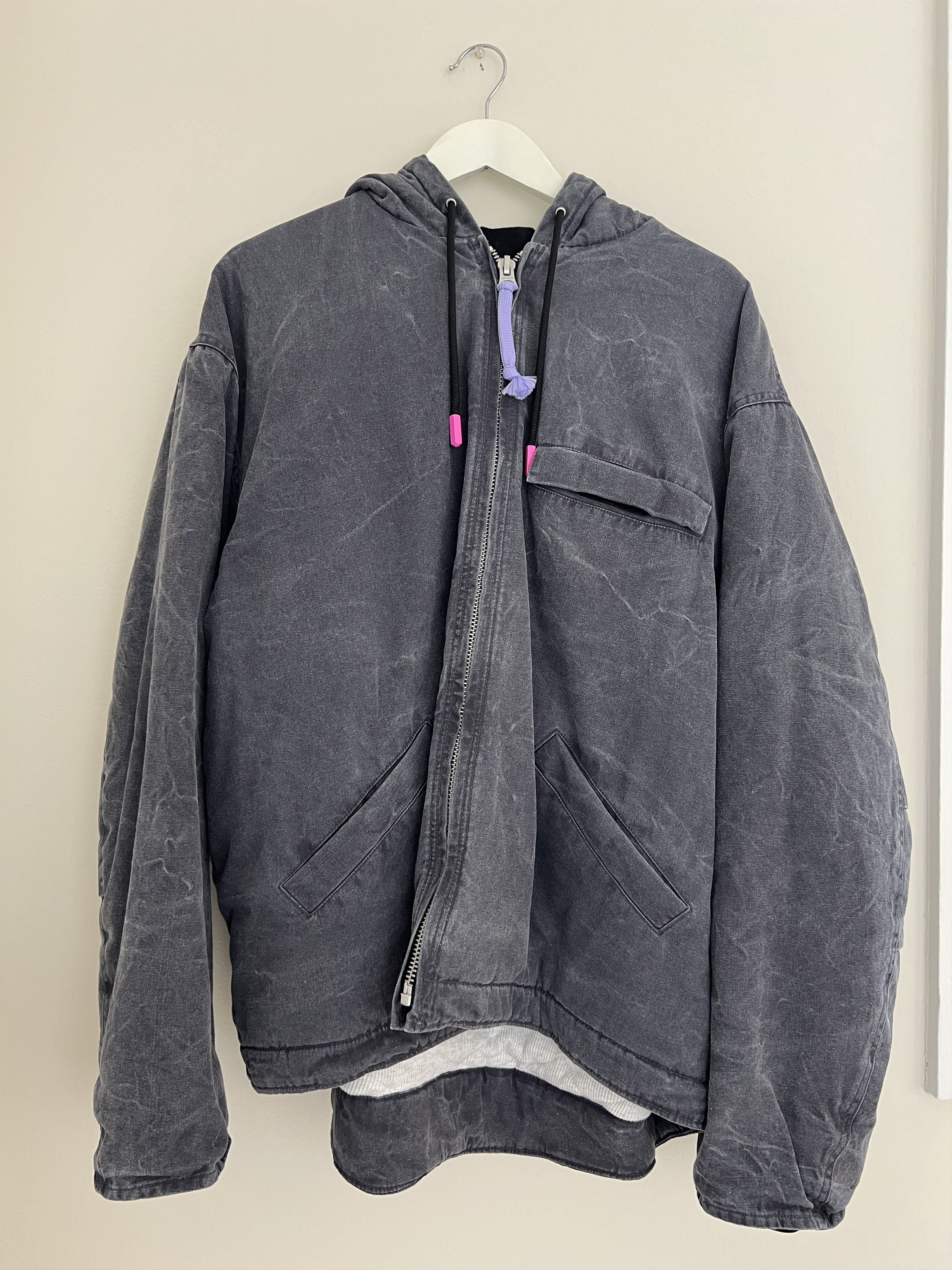 image of Padded Bomber Denim Acne Studios in Grey, Men's (Size Medium)