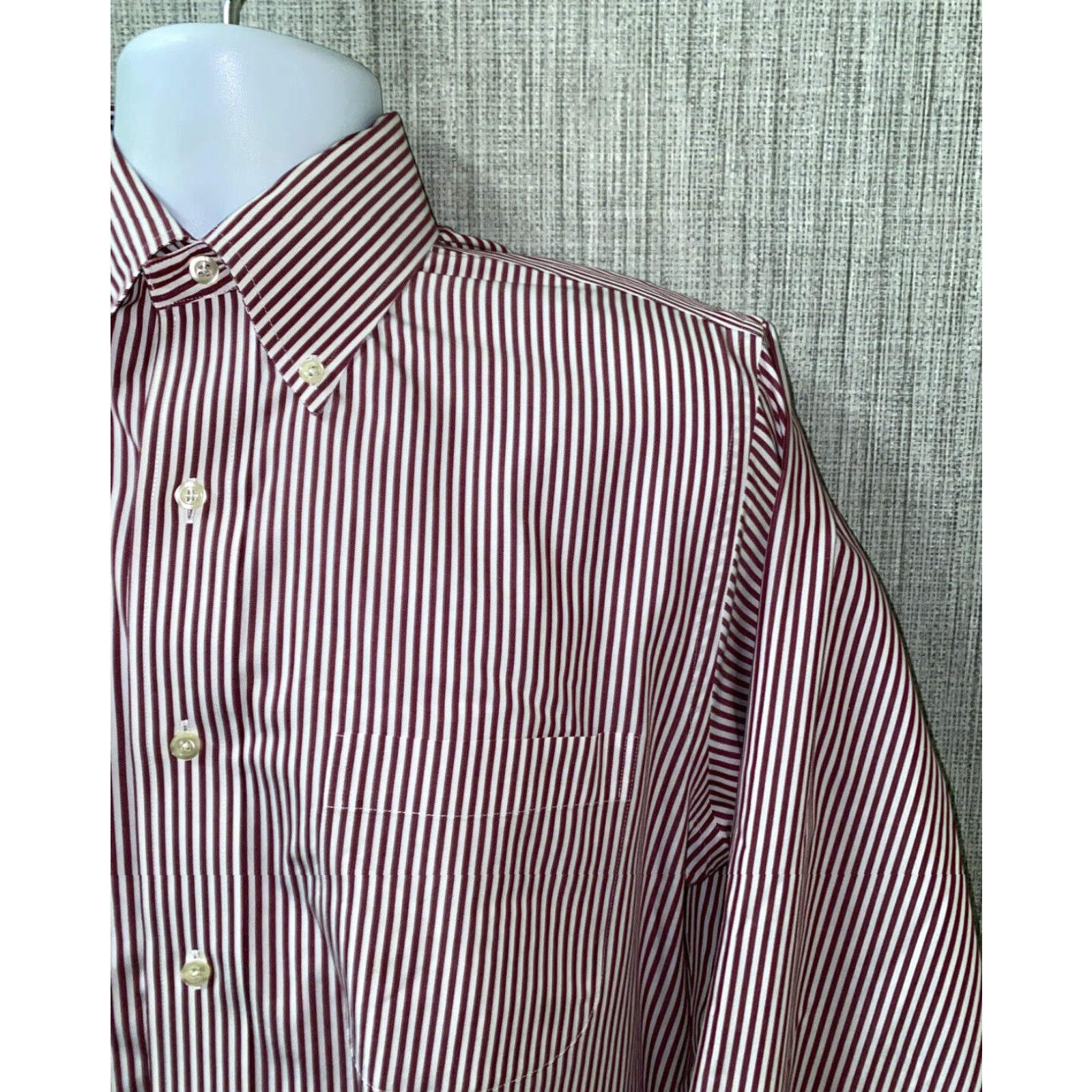 Brooks Brothers Brooks Brothers Non Iron Mens Red/White Striped Long Sleeve Sz 15.5 Slim Fit Dress Shirt Size US M / EU 48-50 / 2 - 2 Thumbnail