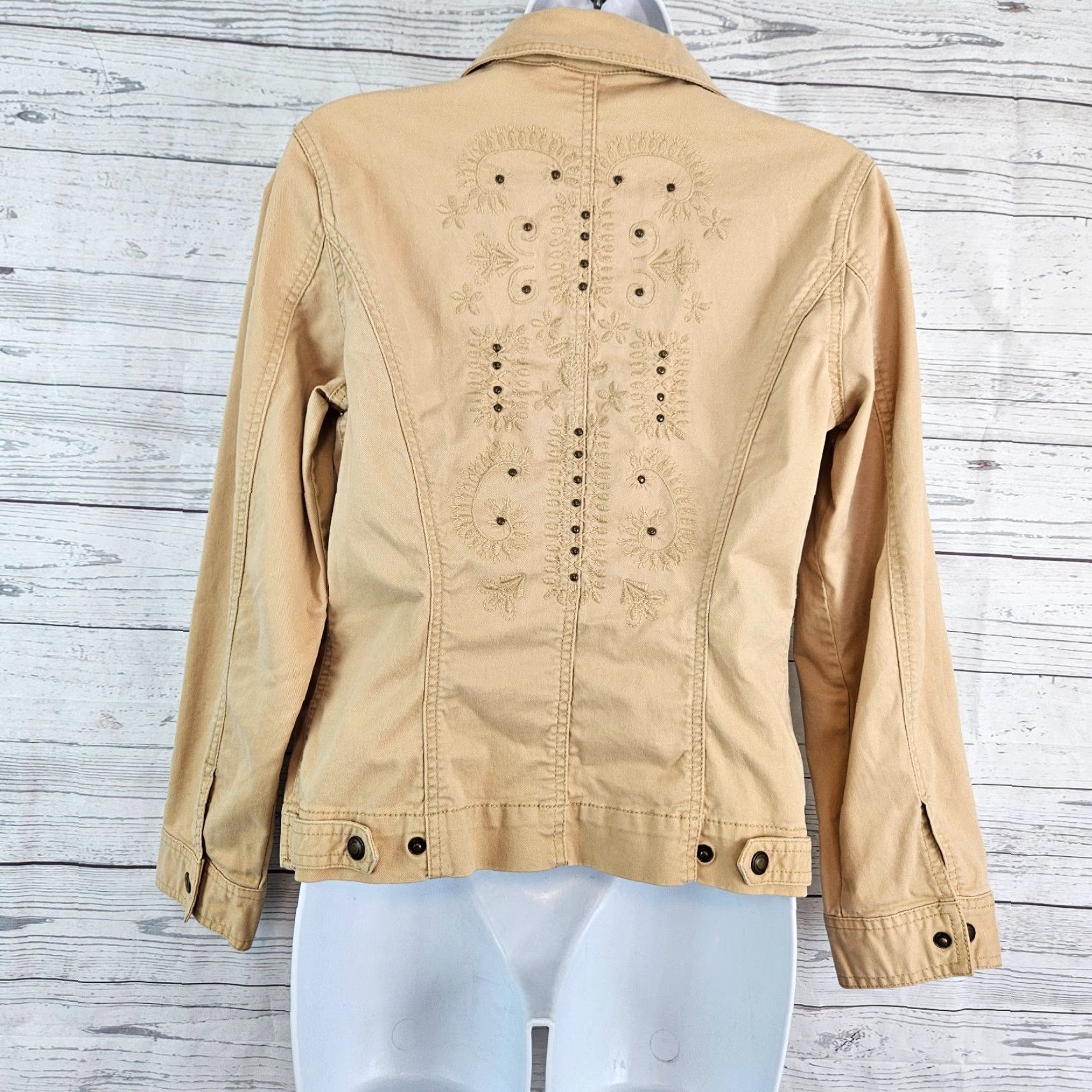 Vintage Chicos Womens Jacket Sz Small Embroidered Button Front Cotton Size S / US 4 / IT 40 - 3 Thumbnail