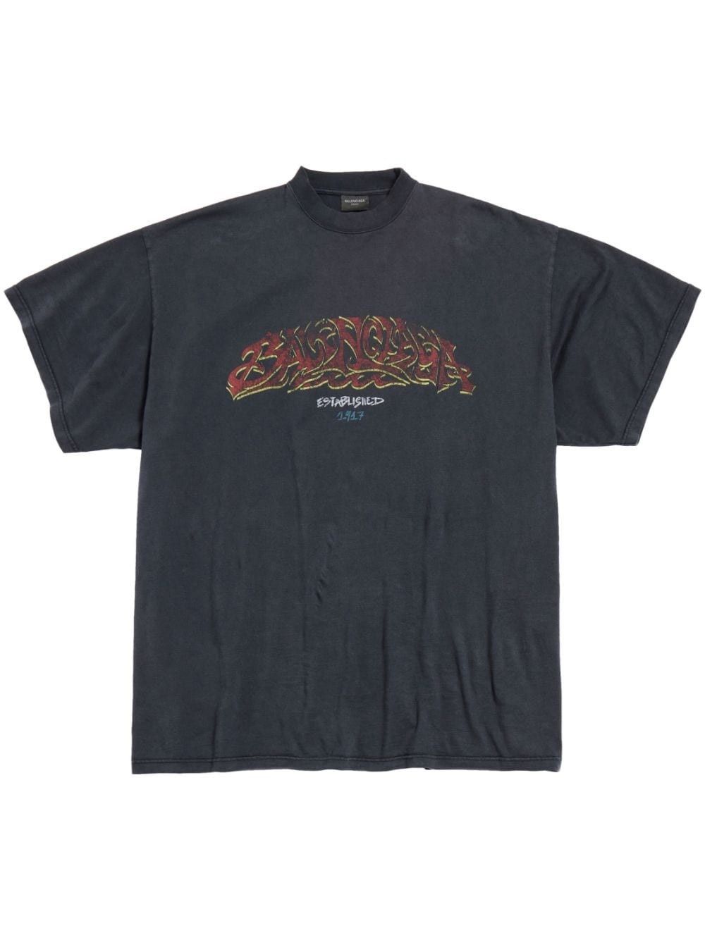 Balenciaga o1srvl11e0425 Offshore T-Shirt Oversized in Black Size M / US 6-8 / IT 42-44 - 1 Thumbnail