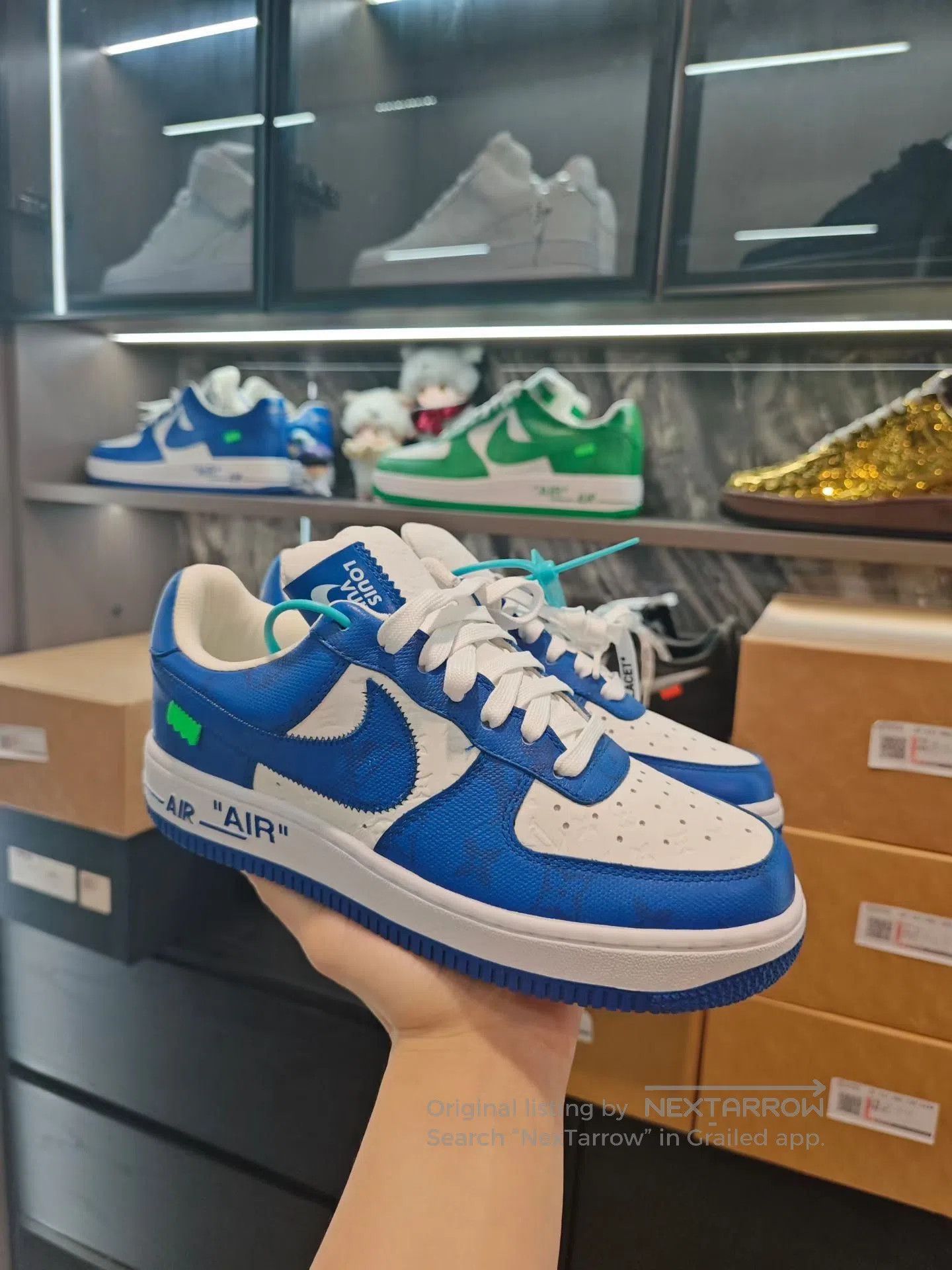Louis Vuitton Nike Air Force 1 Blue White. Size US 7 / IT 37 - 1 Thumbnail