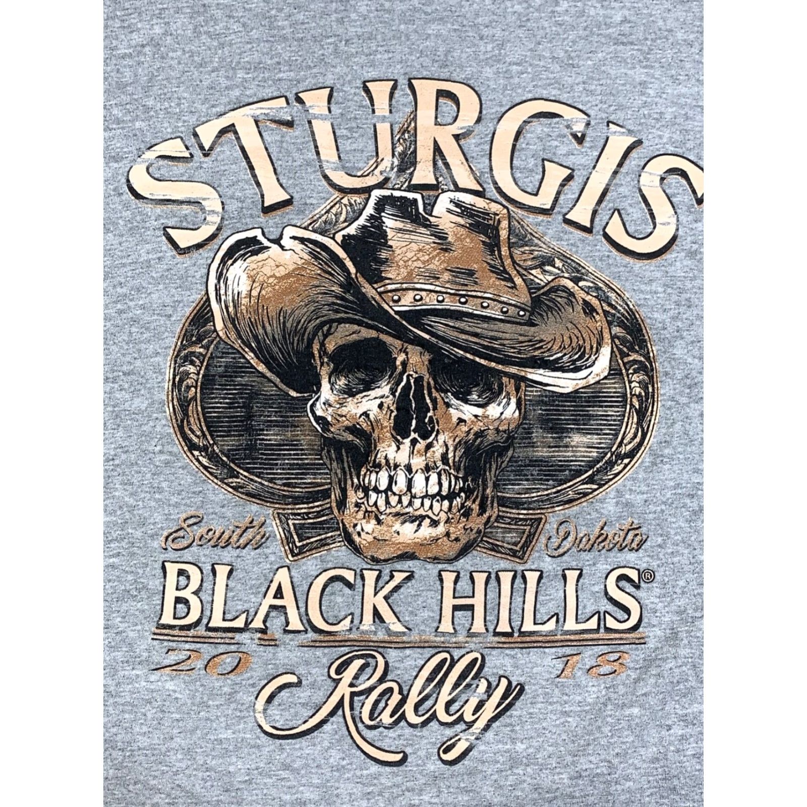 Gildan VINTAGE Sturgis 2018 Black Hills Rally Shirt Mens 2XL Gray Biker Skull Outlaw 11071 Size US XXL / EU 58 / 5 - 3 Thumbnail