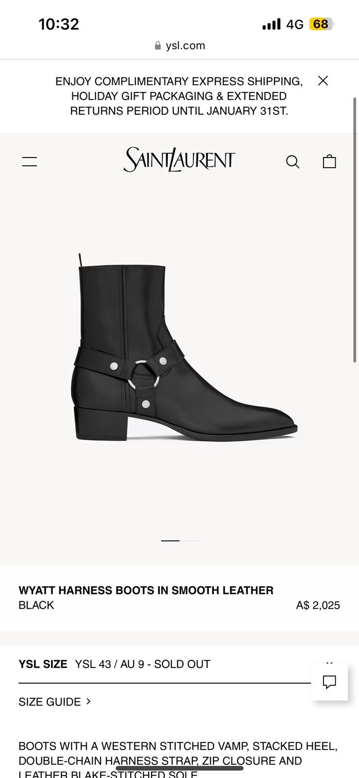 Saint Laurent Paris Harness Boots Size US 7.5 / EU 40-41 - 7 Thumbnail