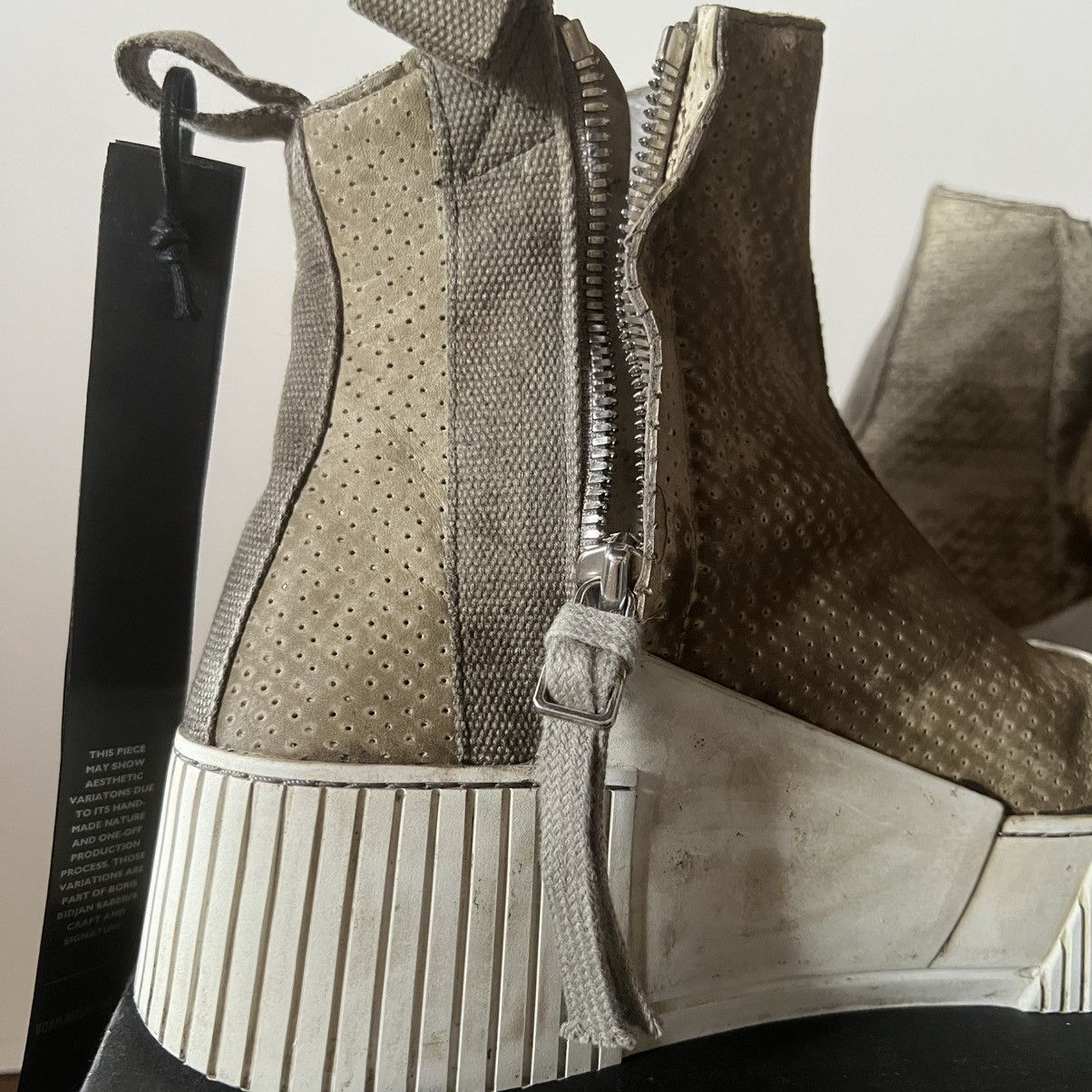 Boris Bidjan Saberi Oak Perforated AW23 Bamba 3.3 Side Zip Sneakers Size US 8 / EU 41 - 5 Thumbnail