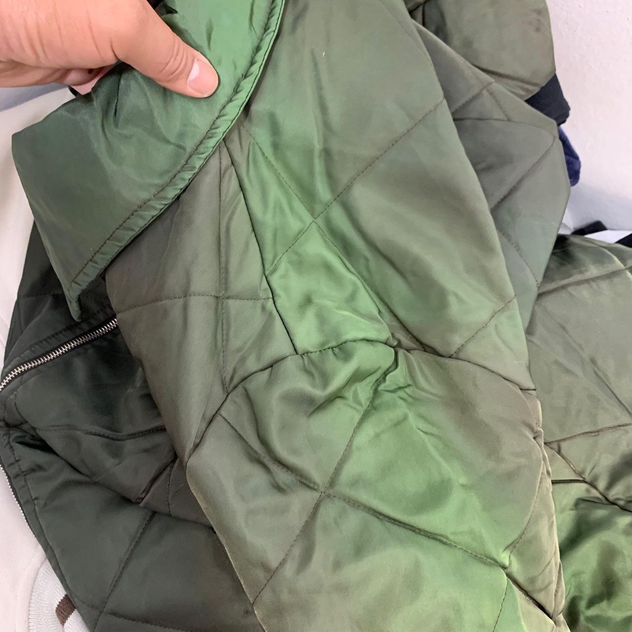 Dolce & Gabbana Vintage Olive Green Diamond Quilted Military Liner Jacket Size US M / EU 48-50 / 2 - 14 Thumbnail