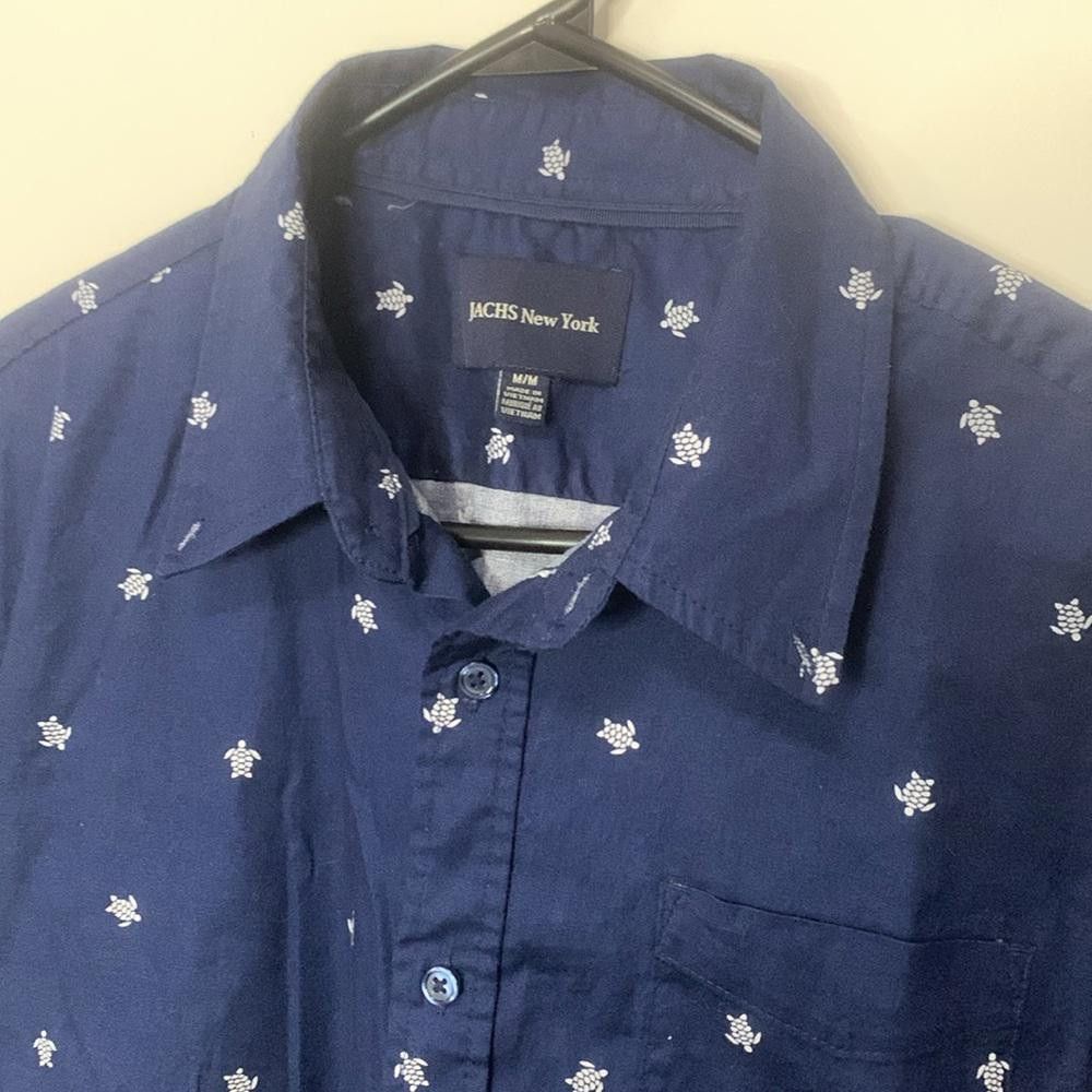 Designer Stylish Navy Blue Short Sleeve Shirt by JCHS New York Size US M / EU 48-50 / 2 - 2 Thumbnail
