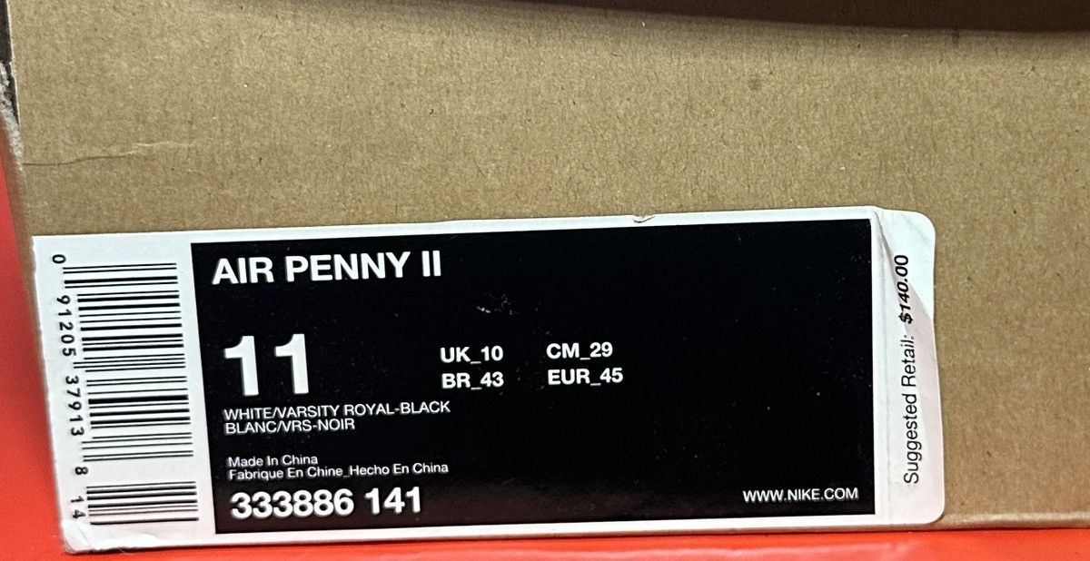 Nike Size 11 - Nike Air Penny 2 White Varsity Royal Size US 11 / EU 44 - 8 Thumbnail